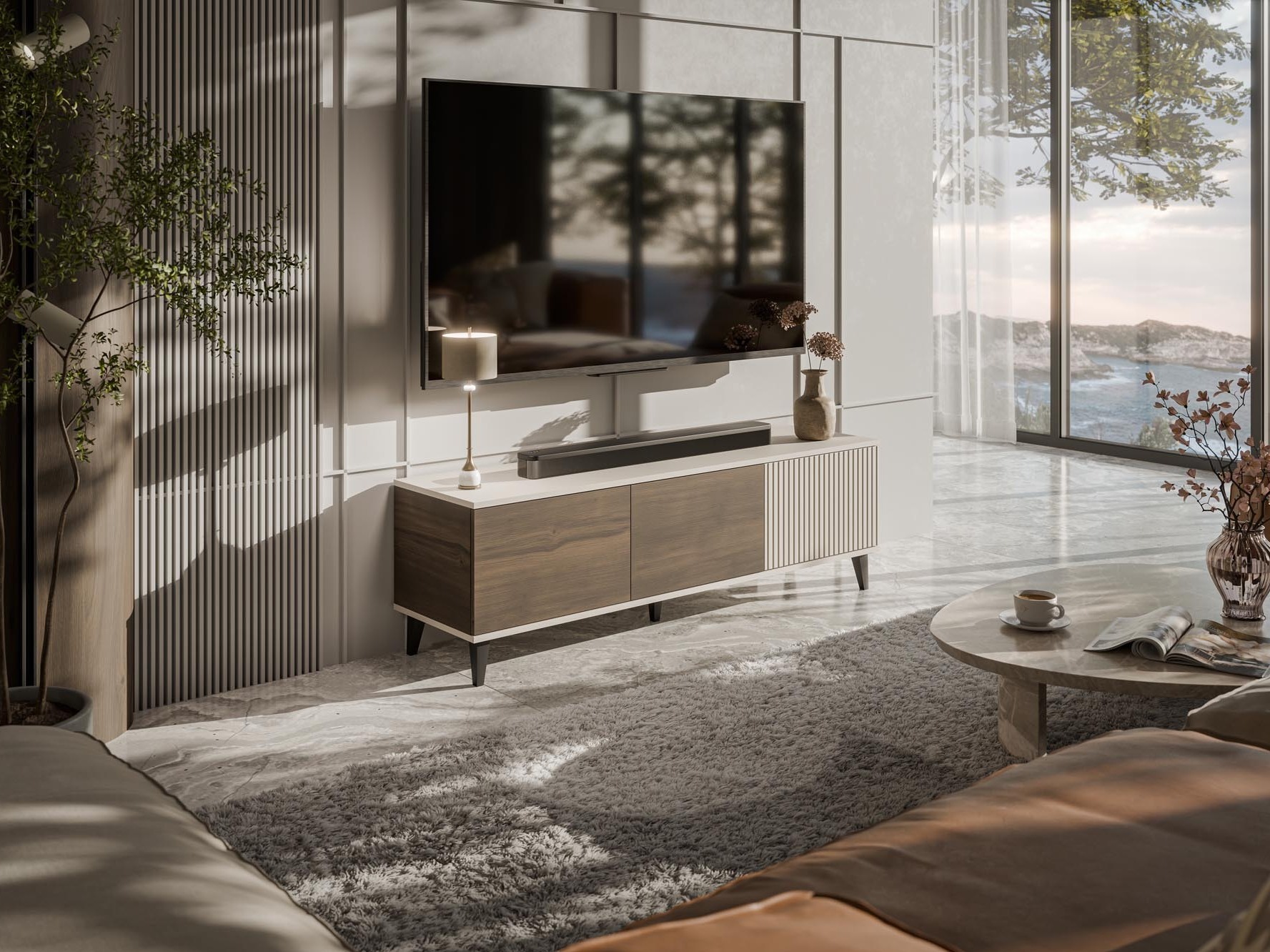 ТВ шкаф Luelia 115 (Орех + Кашмир)