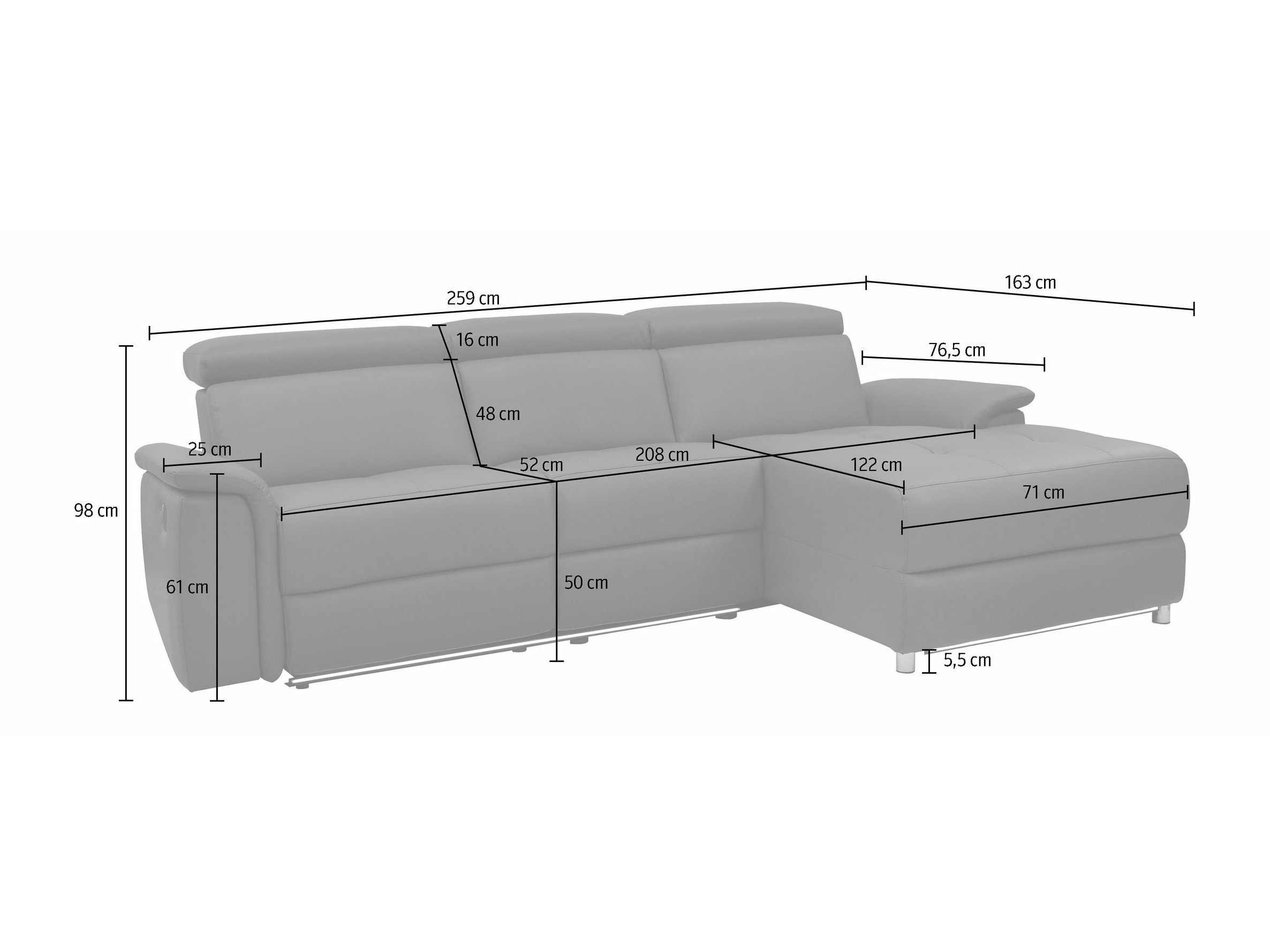 Ъглов реклайнер Denton 1489 (Сметана)