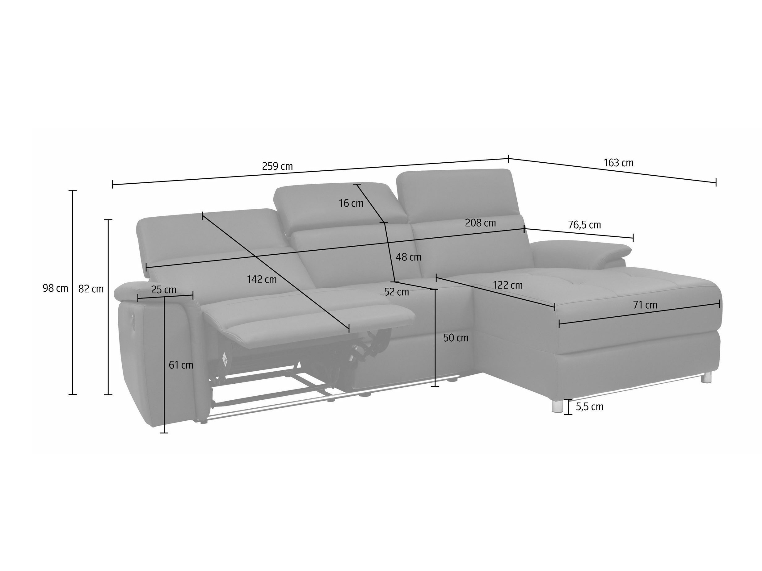 Ъглов реклайнер Denton 1489 (Сметана)