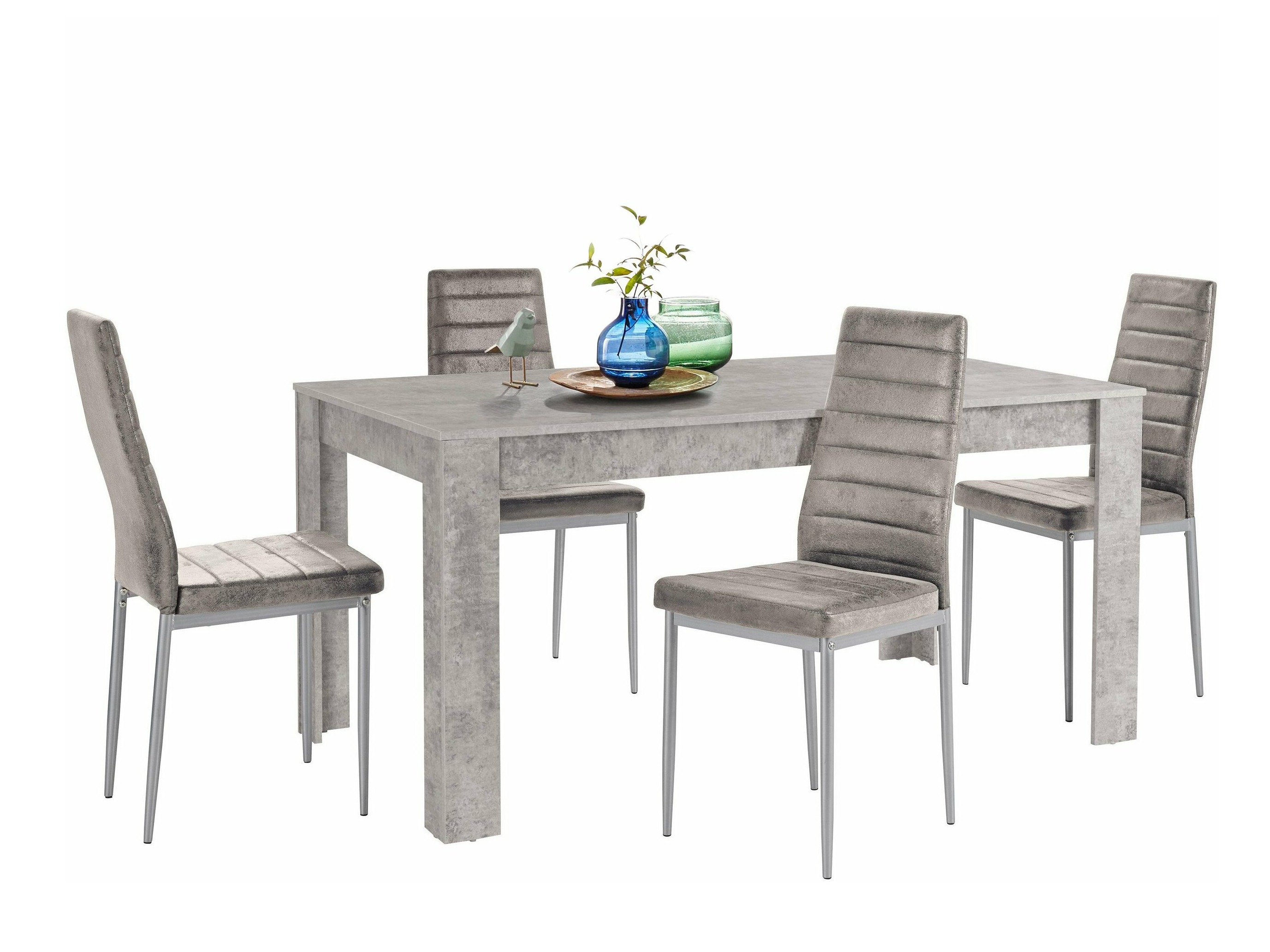 Маса и столове за трапезария Denton 606 (Сив + Сребро)
