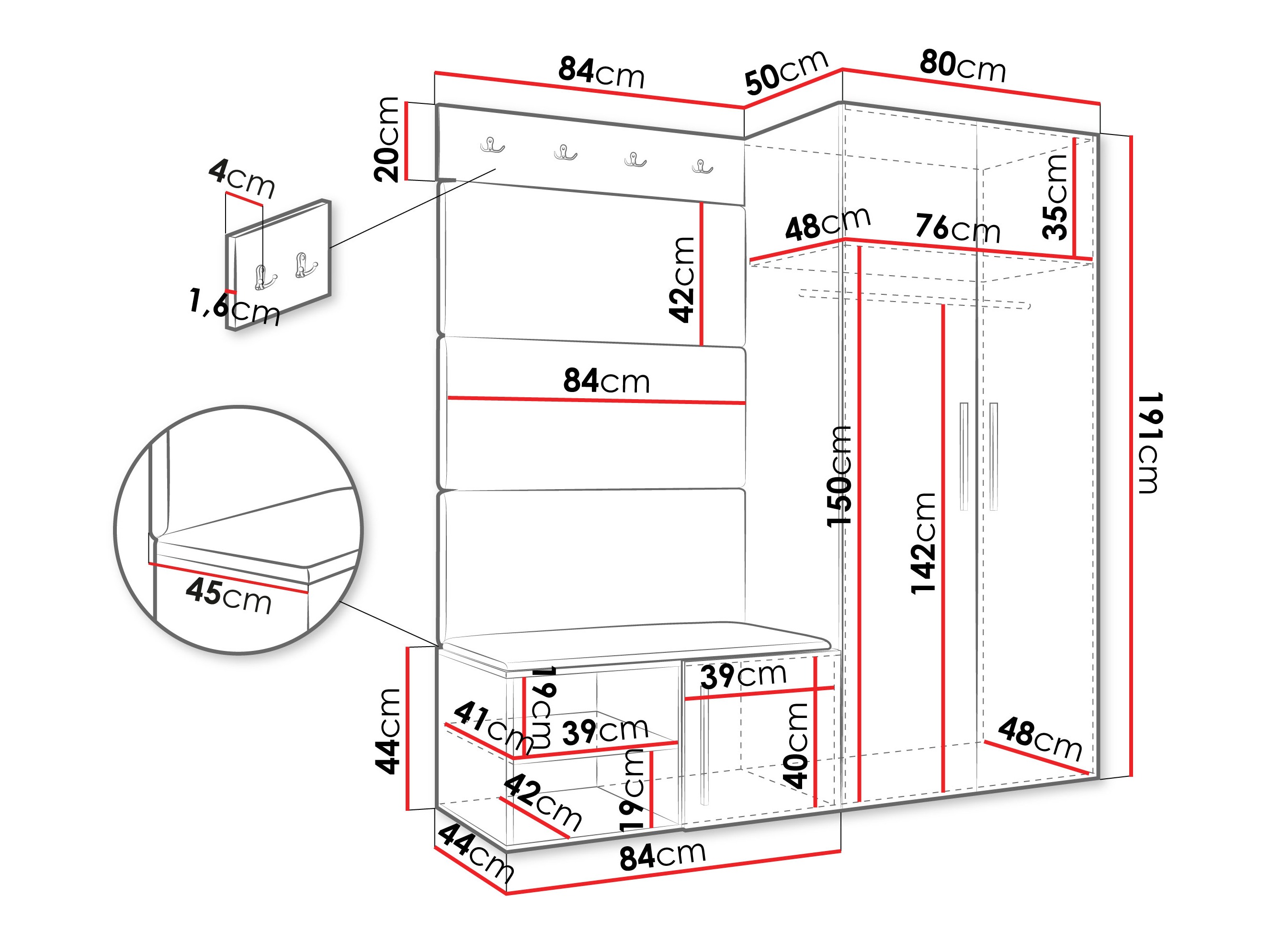 Комплект за антре Nitos I (Бял)