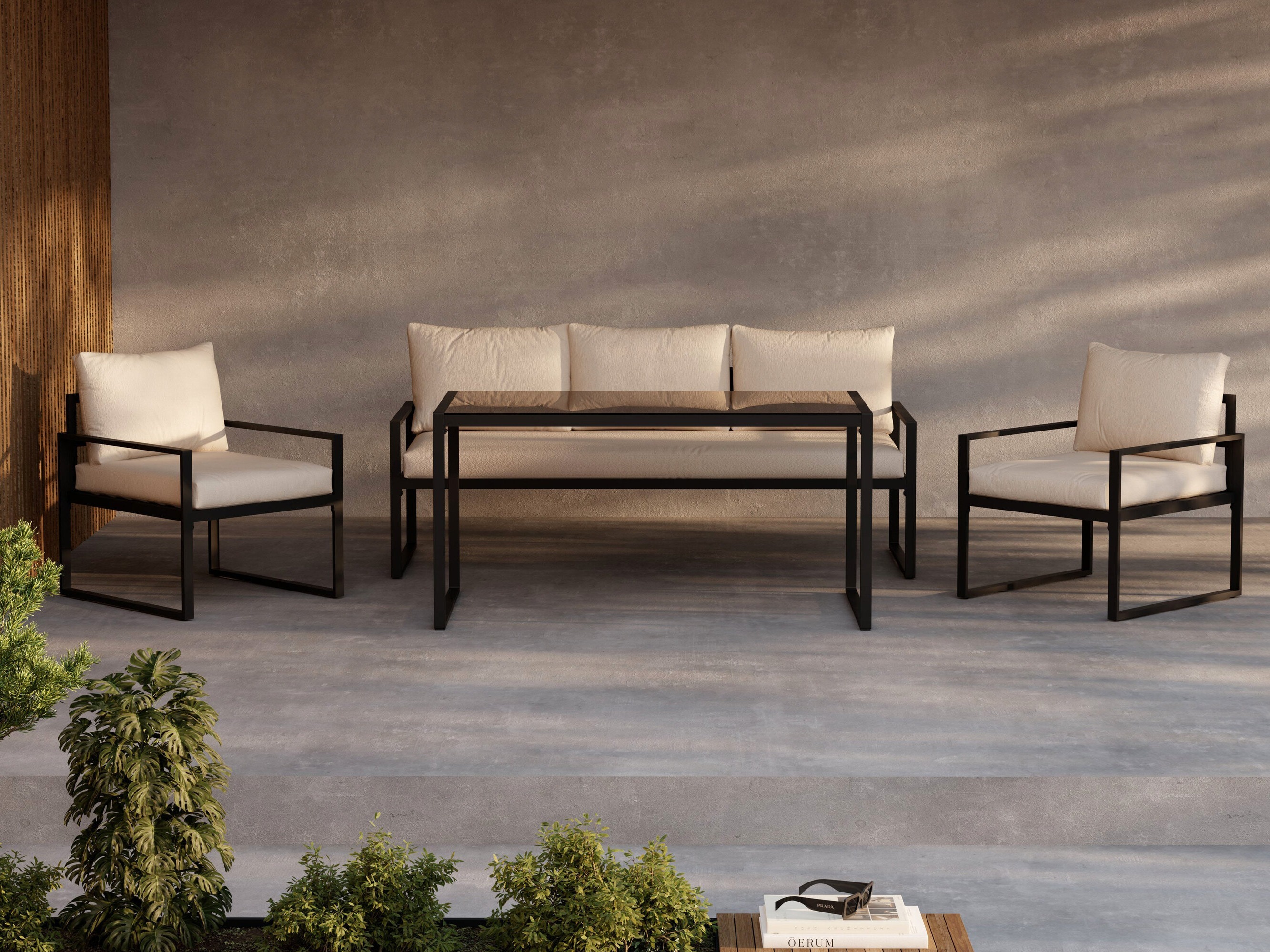 Градински комплект Dallas 4733 (Черен + Бежов)