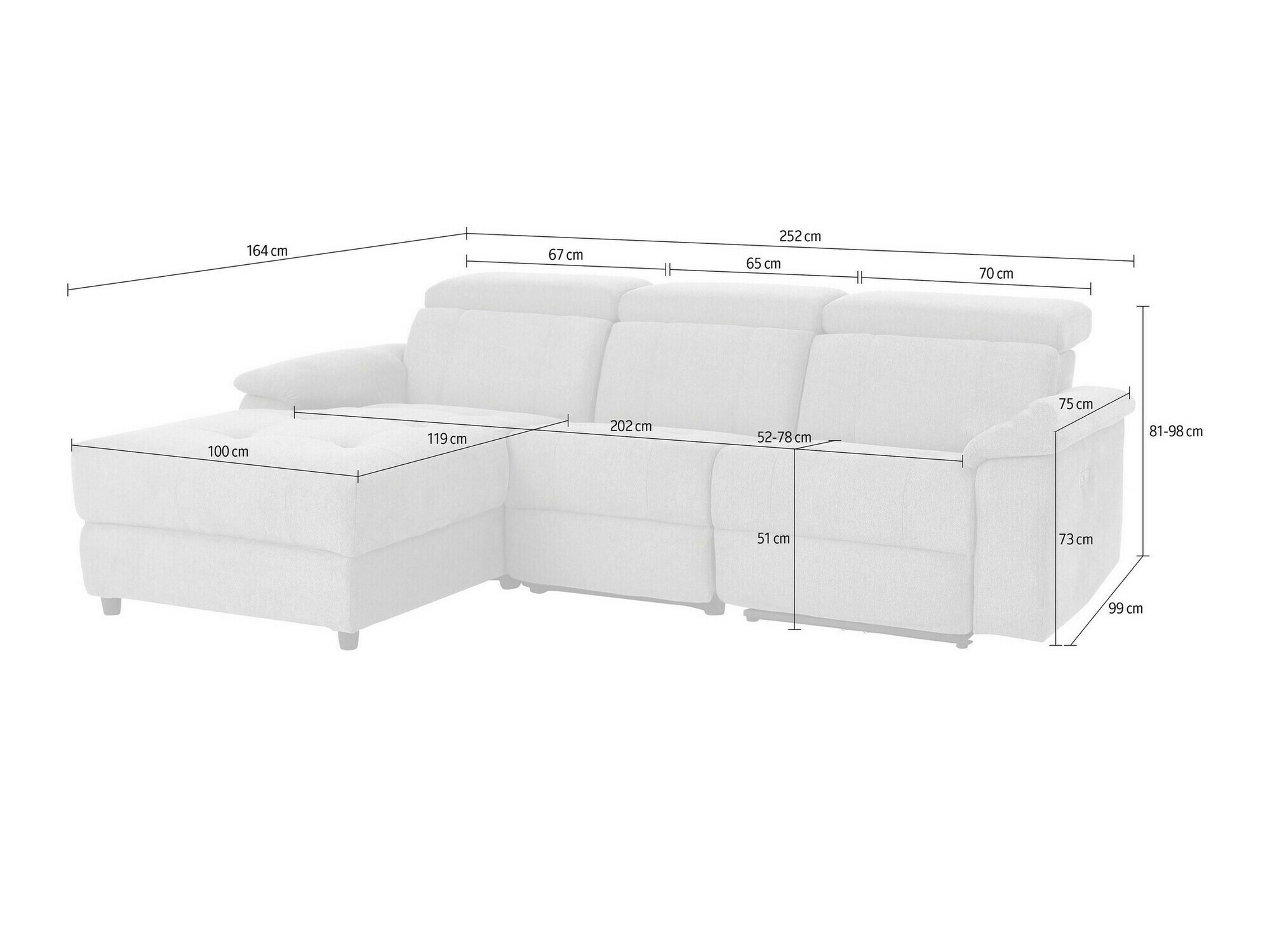 Ъглов реклайнер Denton 1503 (Сив)