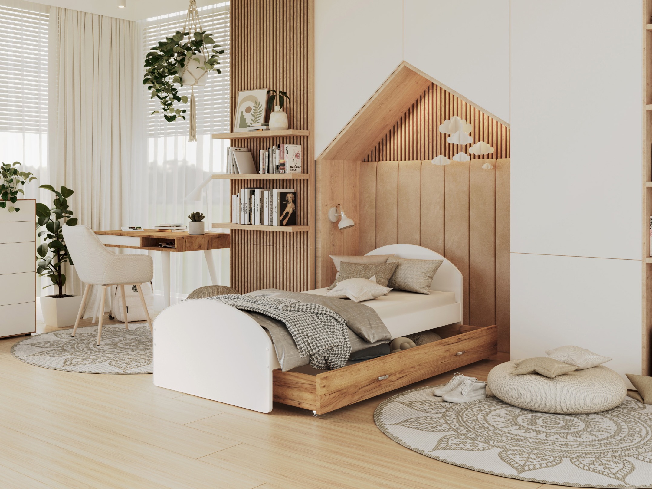 Легло Aurora 177 (Бял + Craft дъб)