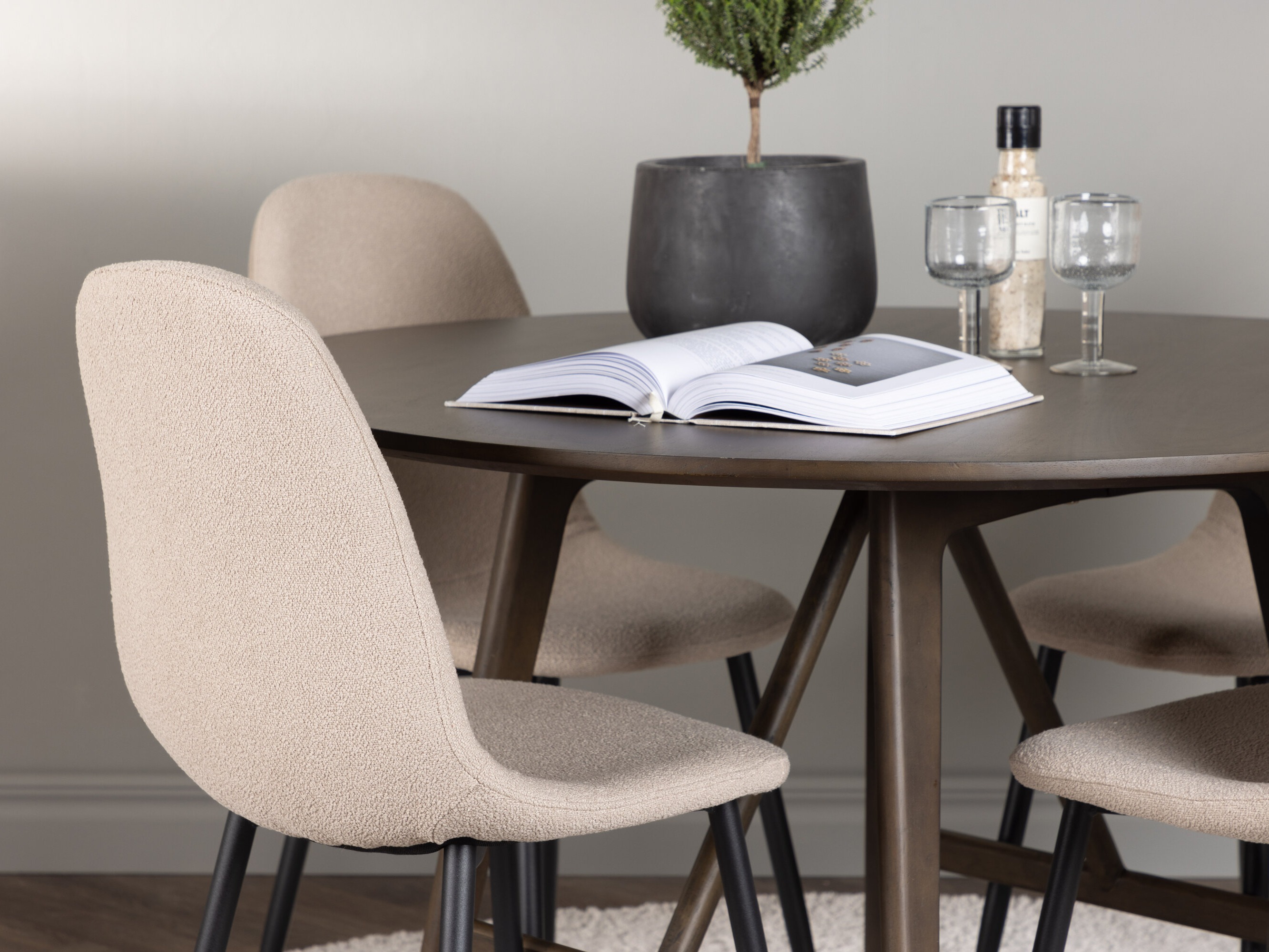 Маса и столове за трапезария Dallas 4887 (Черен + Бежов)