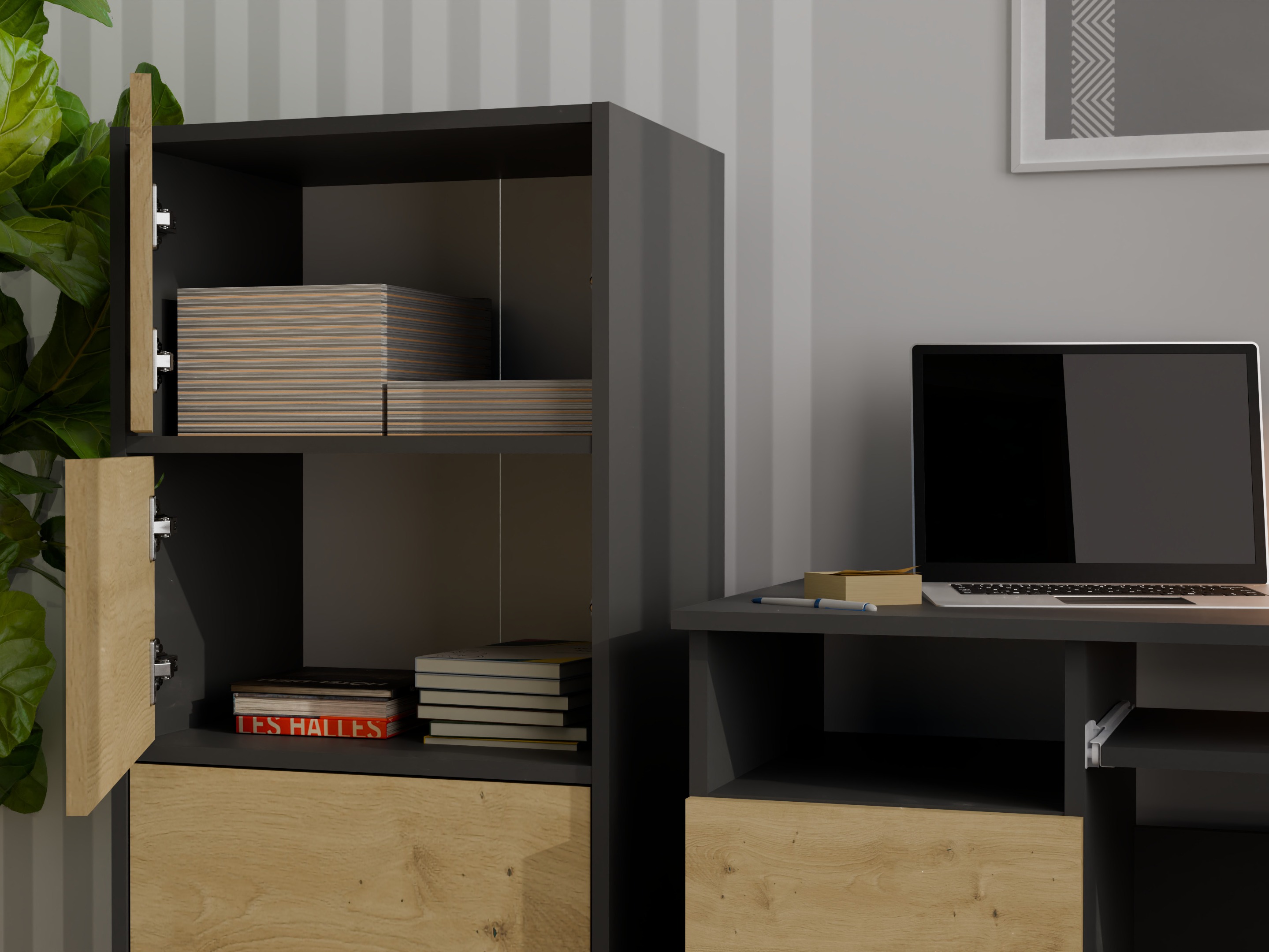 Шкаф Mandeville 298 (Антрацит + Artisan дъб)