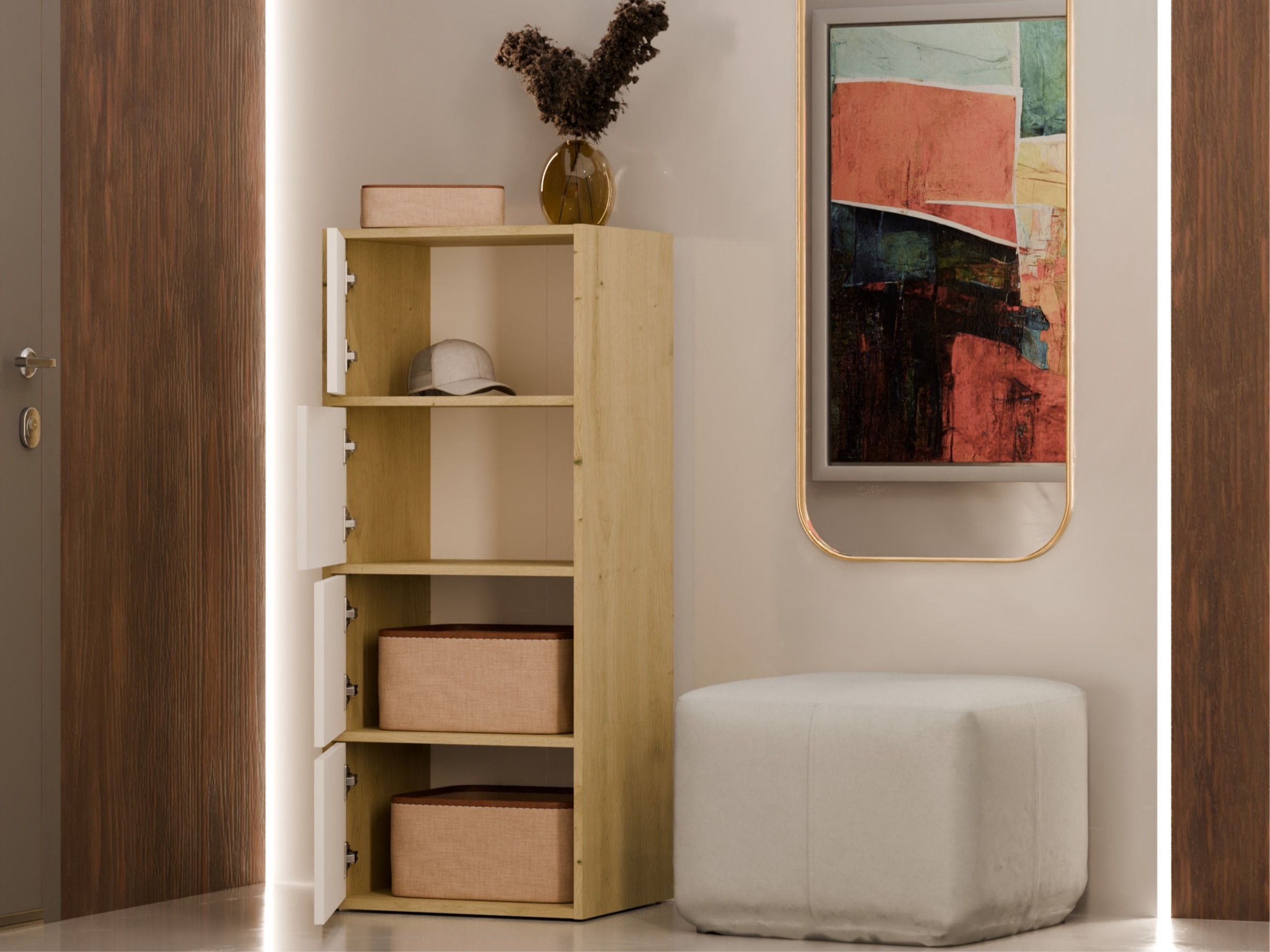 Шкаф Mandeville 298 (Бял + Artisan дъб)