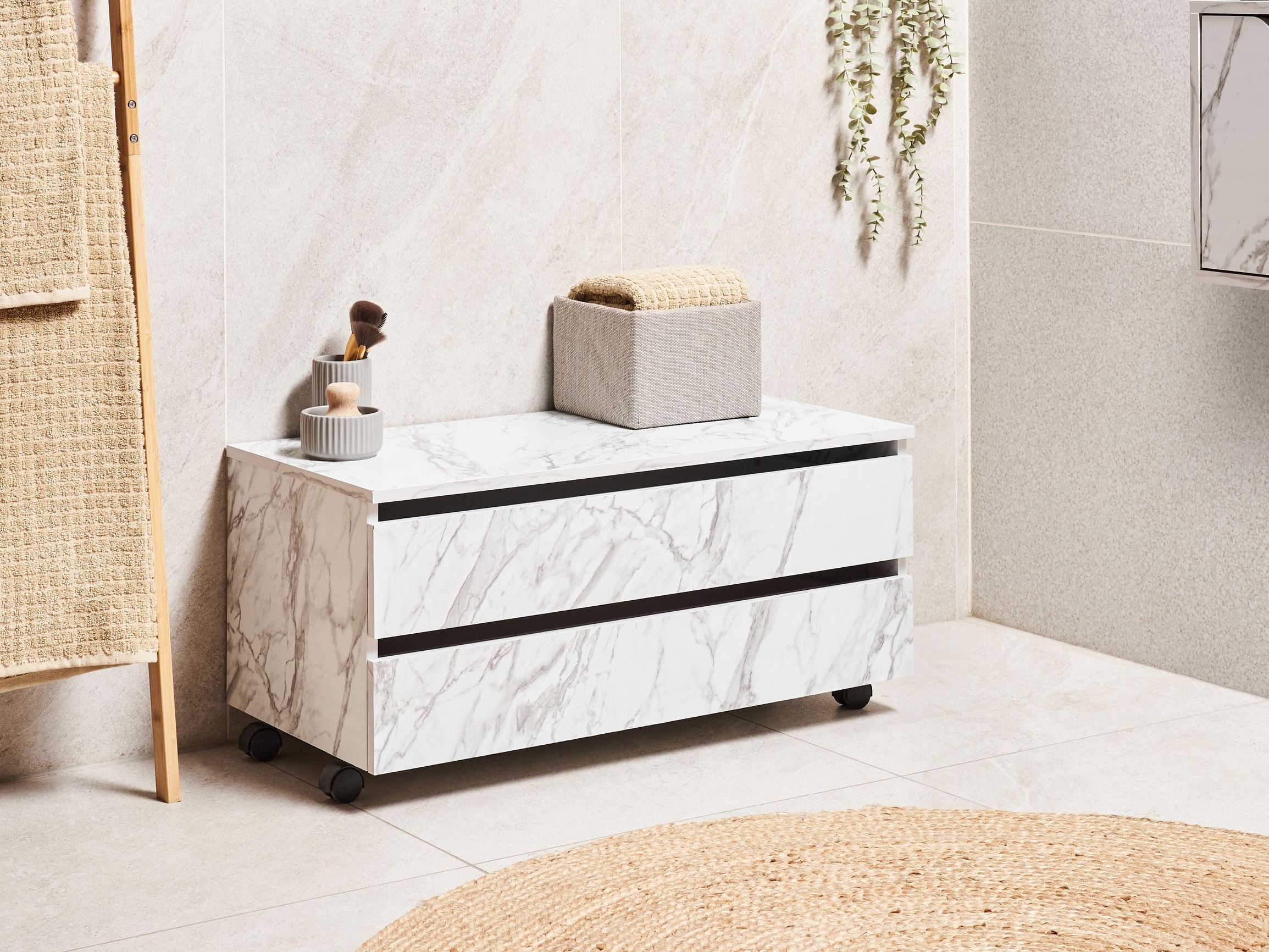 Стоящ шкаф за баня Berwyn 2755 (Бял мрамор)