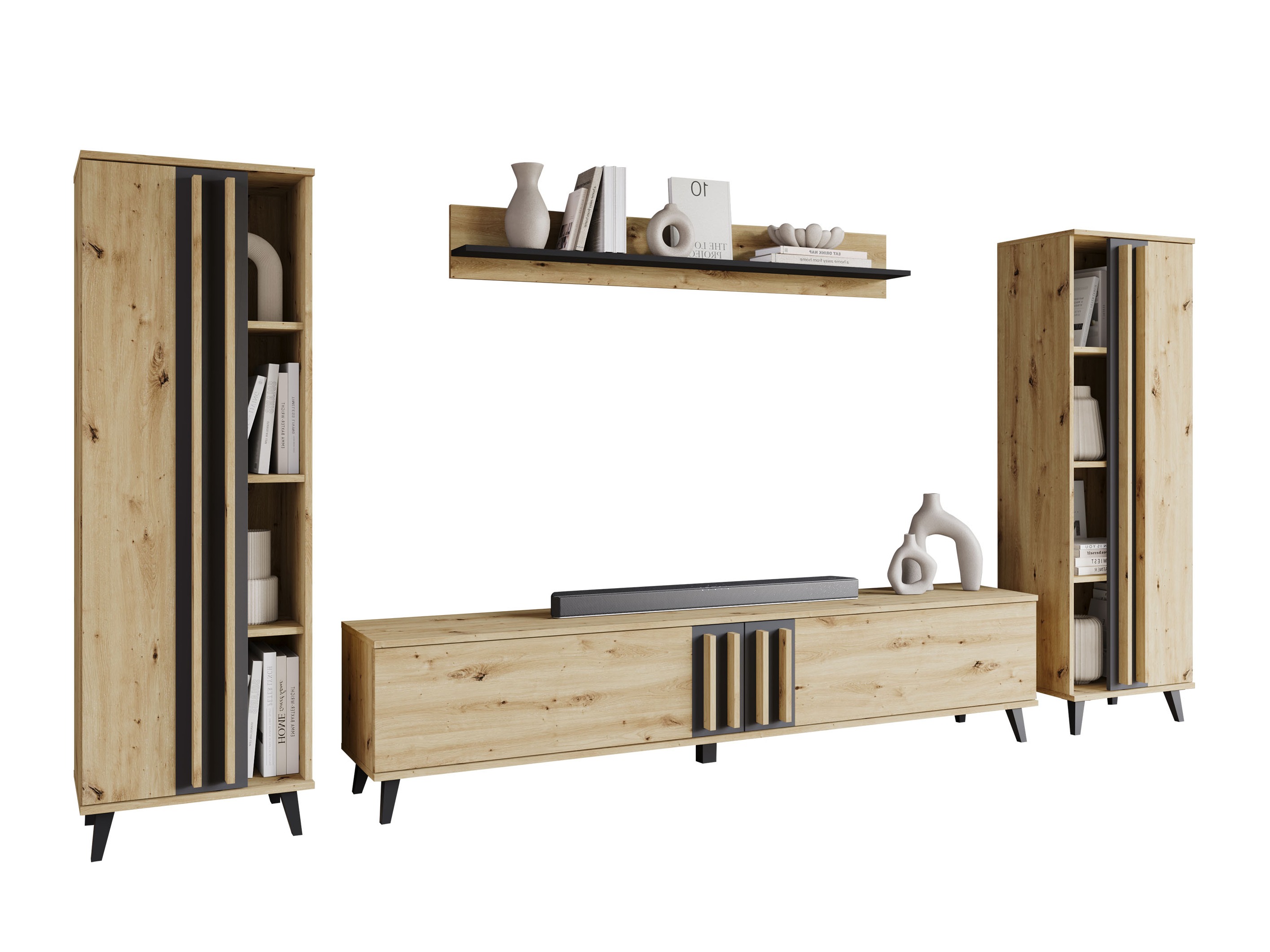 Комплект за хол Facetor (Artisan дъб + Графит)