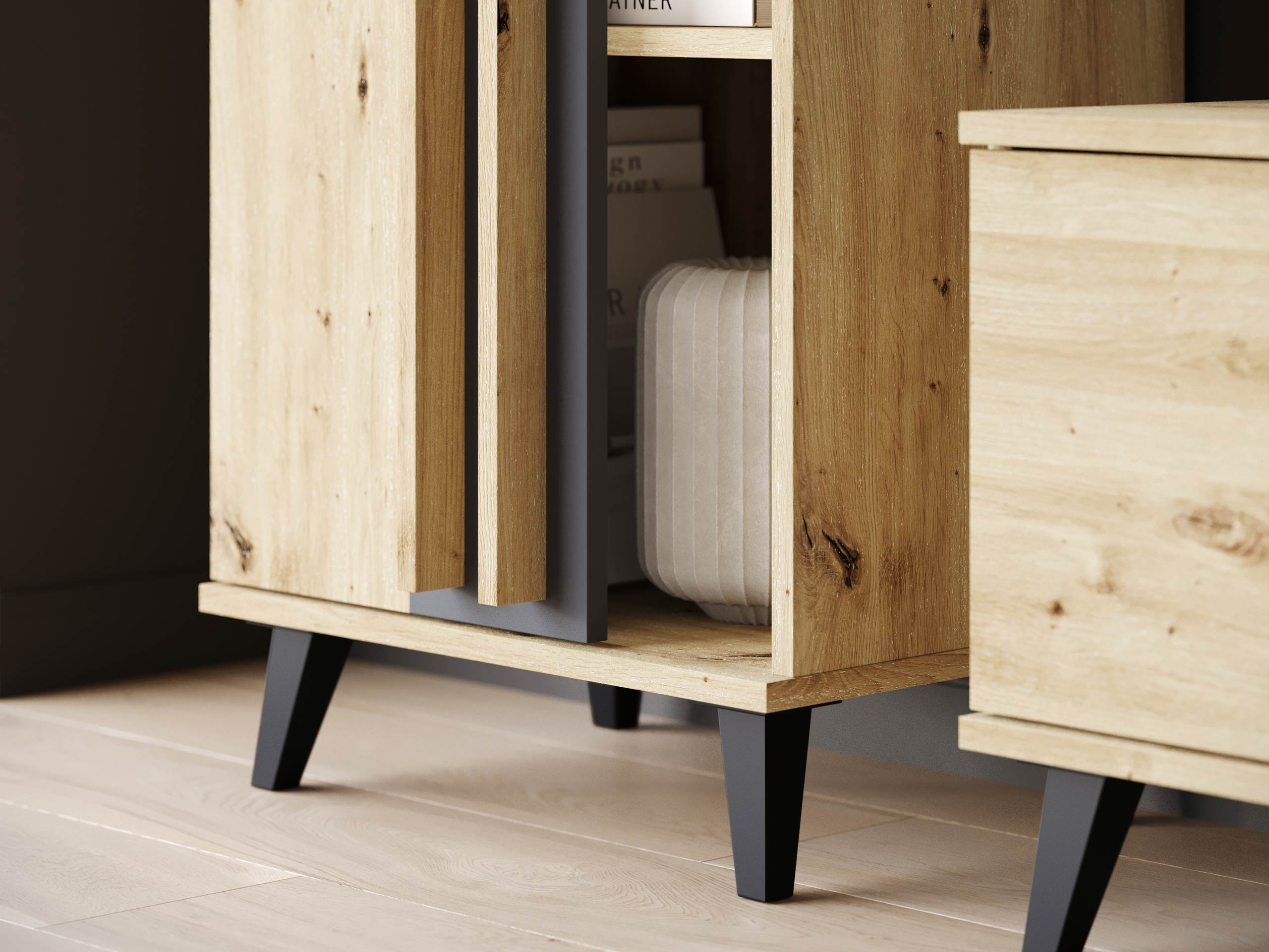 Комплект за хол Facetor (Artisan дъб + Графит)