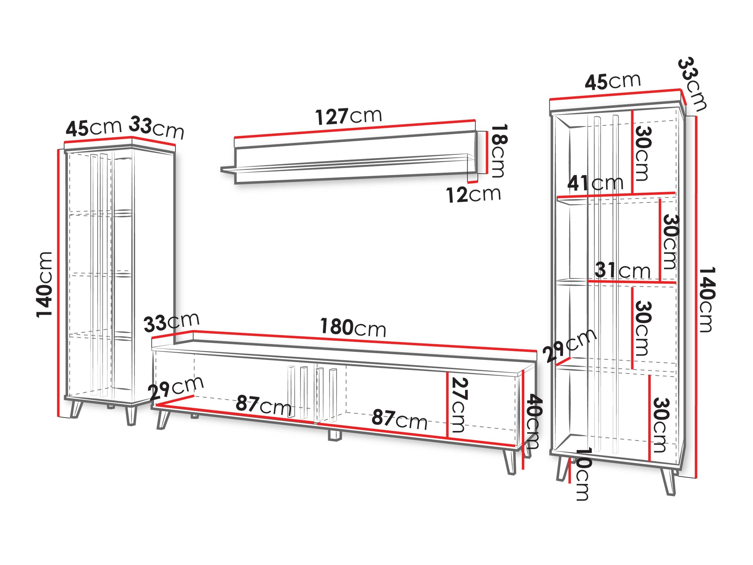 Комплект за хол Facetor (Artisan дъб + Графит)