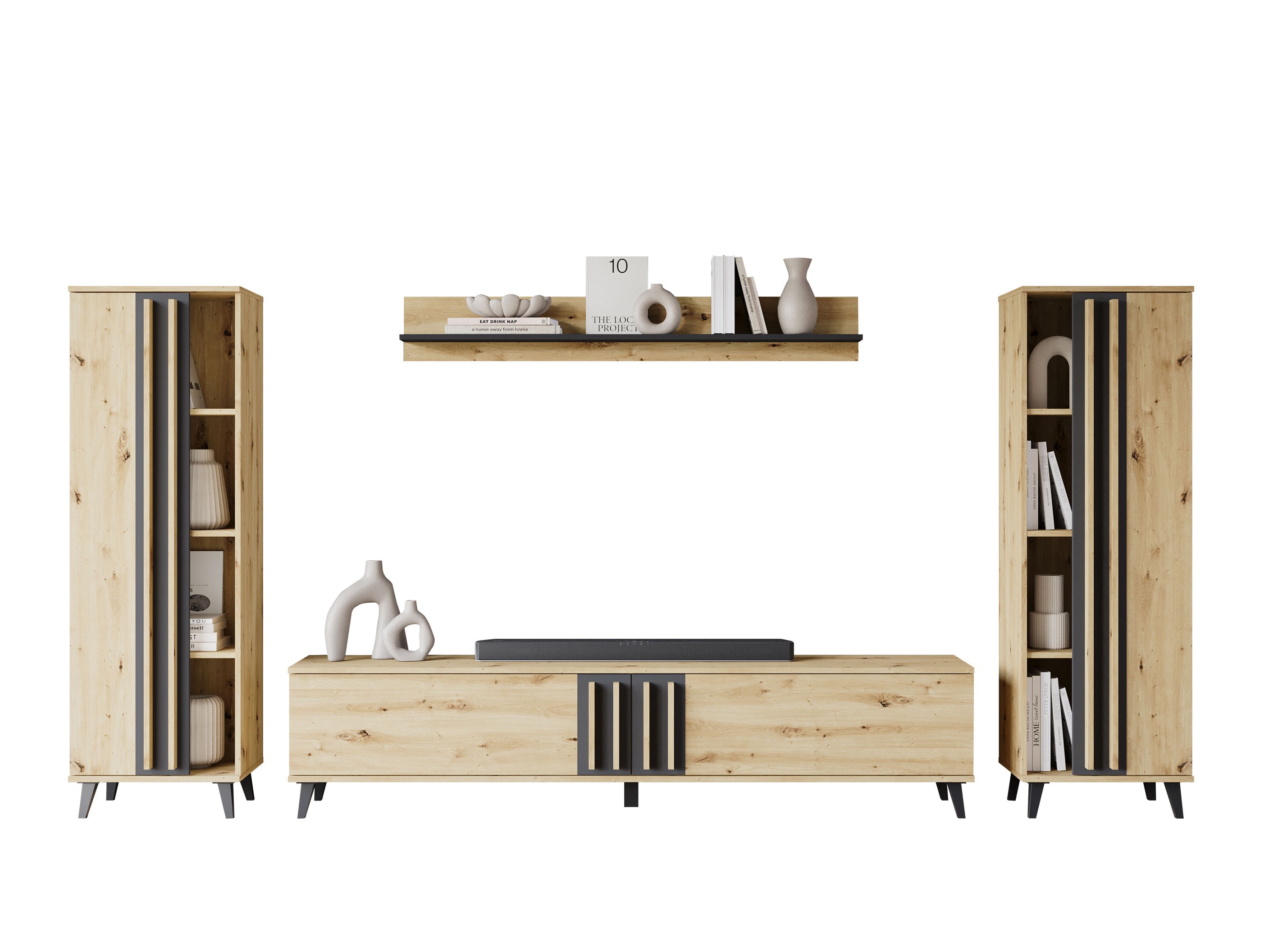 Комплект за хол Facetor (Artisan дъб + Графит)