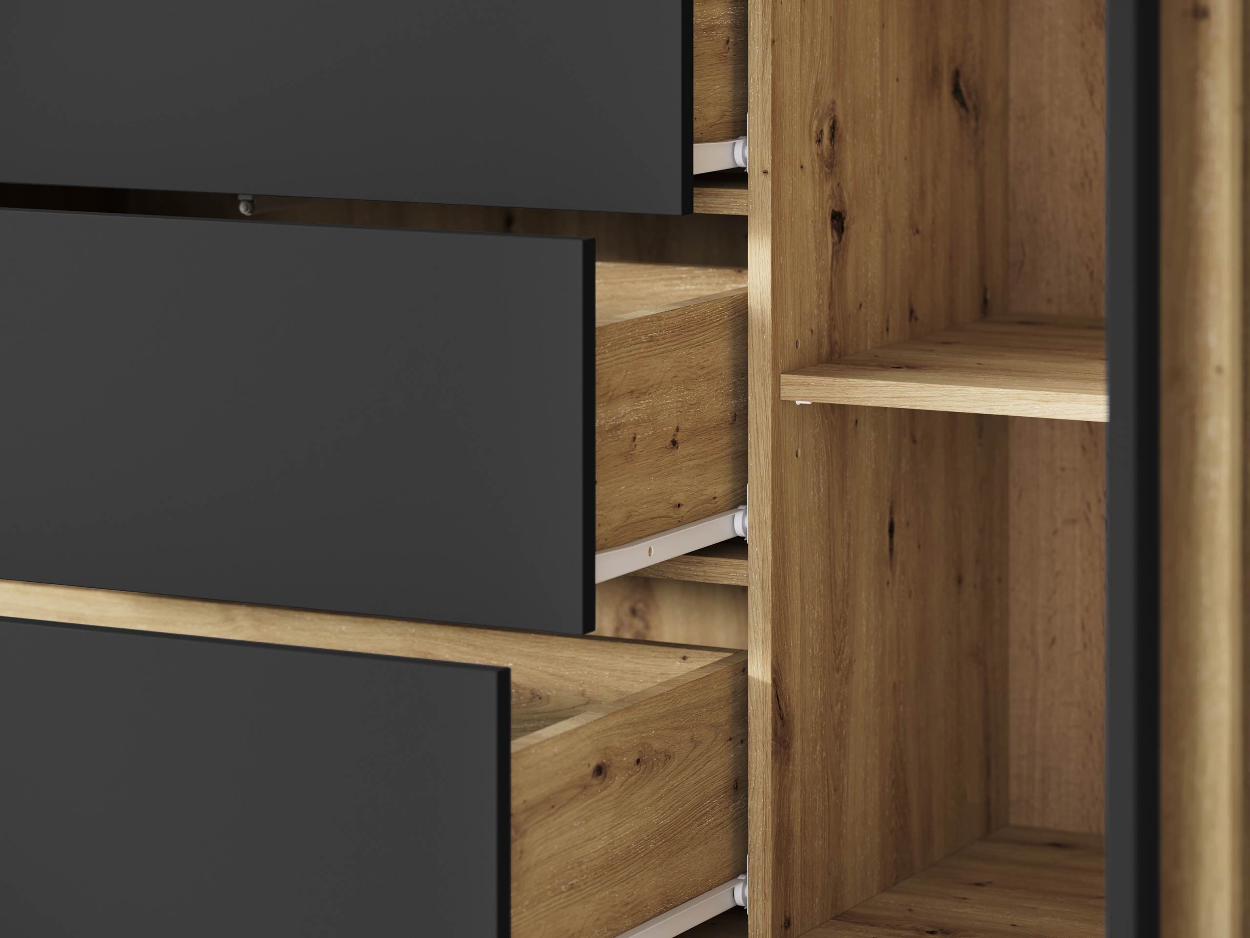 Комплект за хол Facetor III (Artisan дъб + Графит)