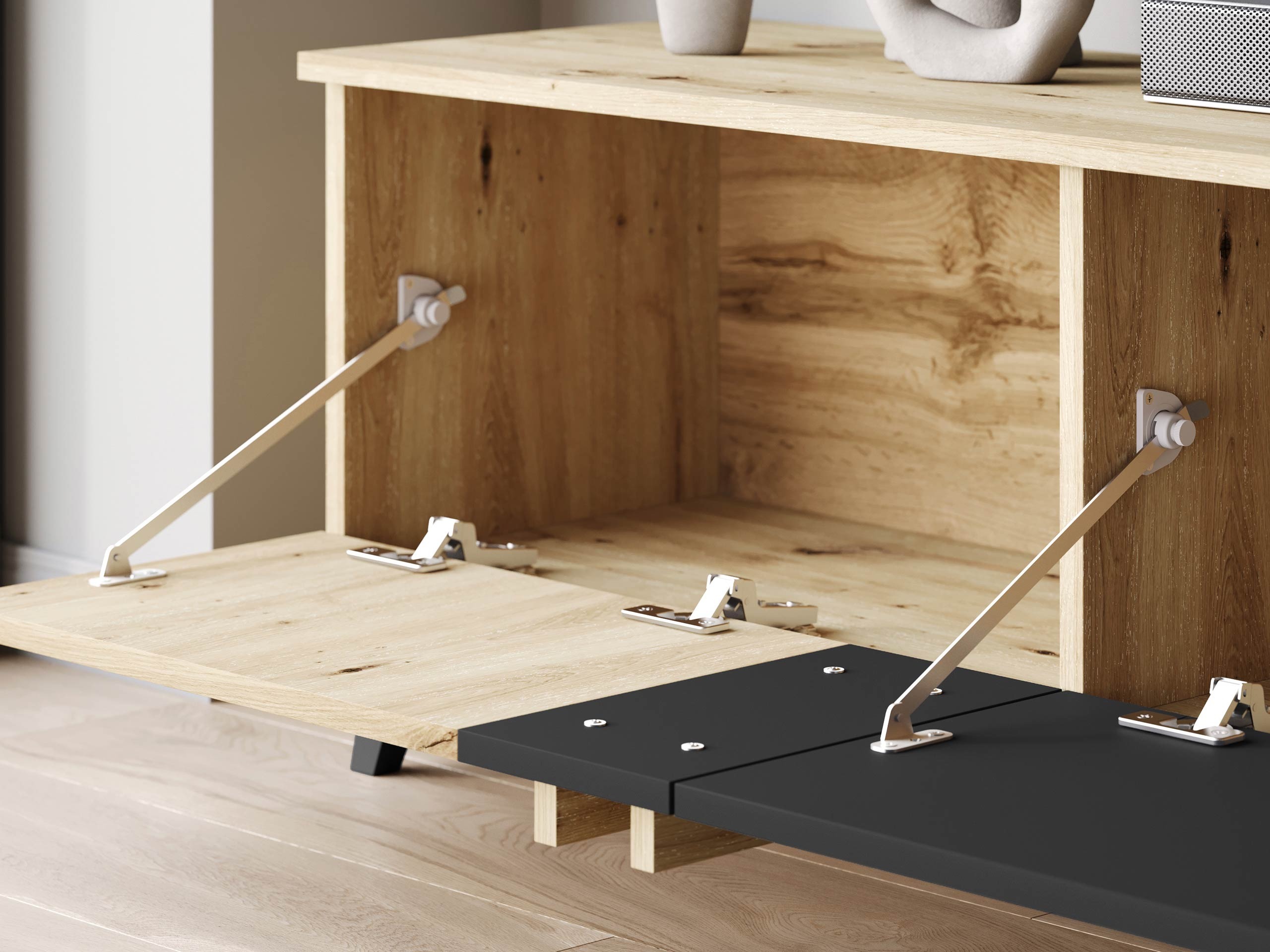 Комплект за хол Facetor III (Artisan дъб + Графит)