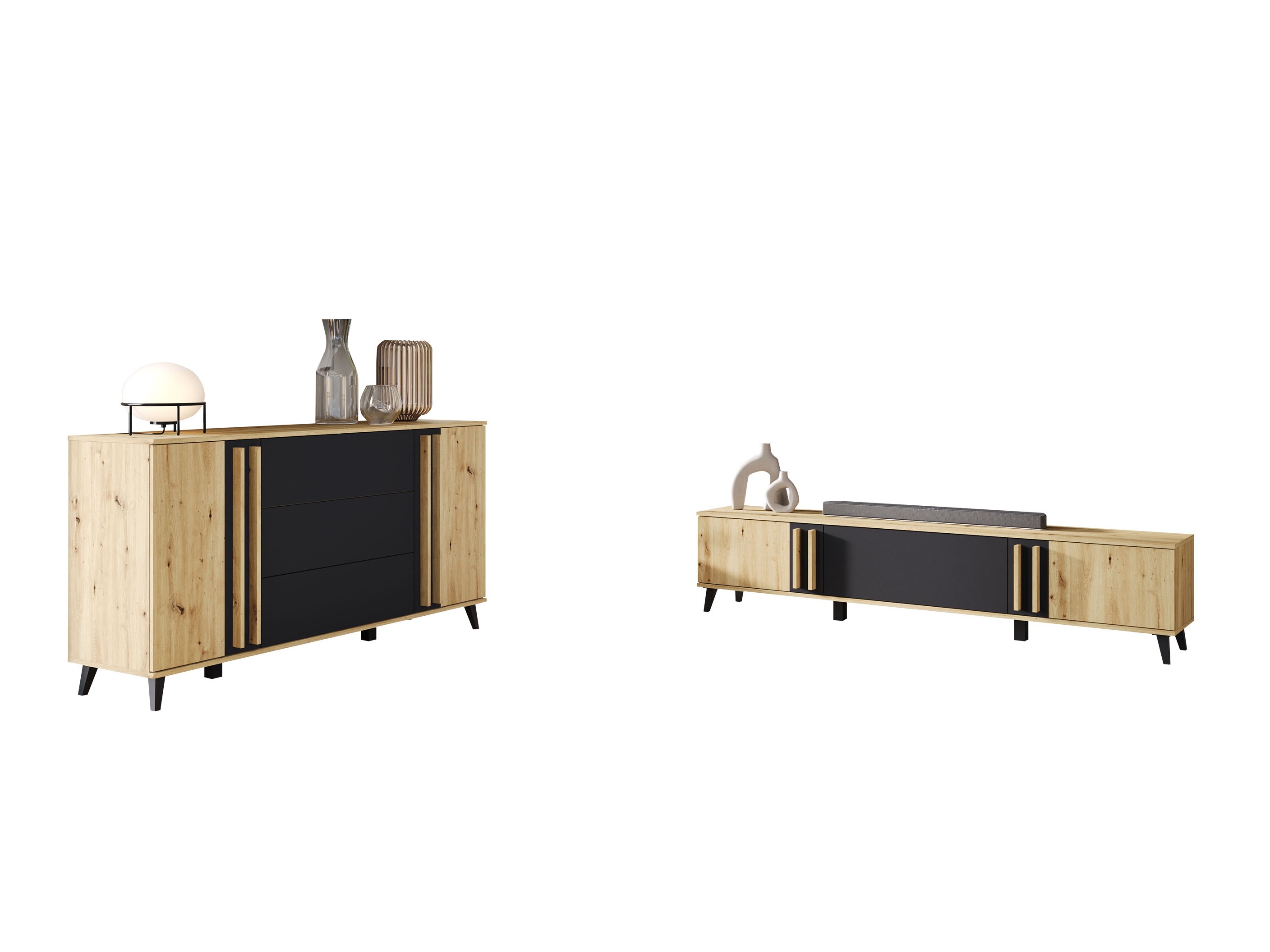 Комплект за хол Temora 104 (Artisan дъб + Графит)