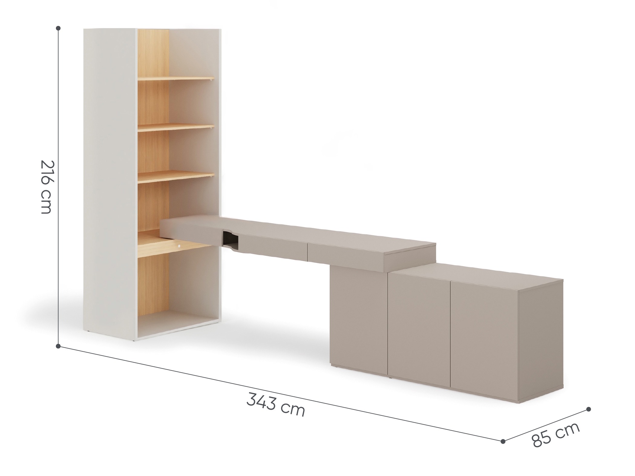 Комплект за домашен офис Evareve 118 (Сив + Дъб)