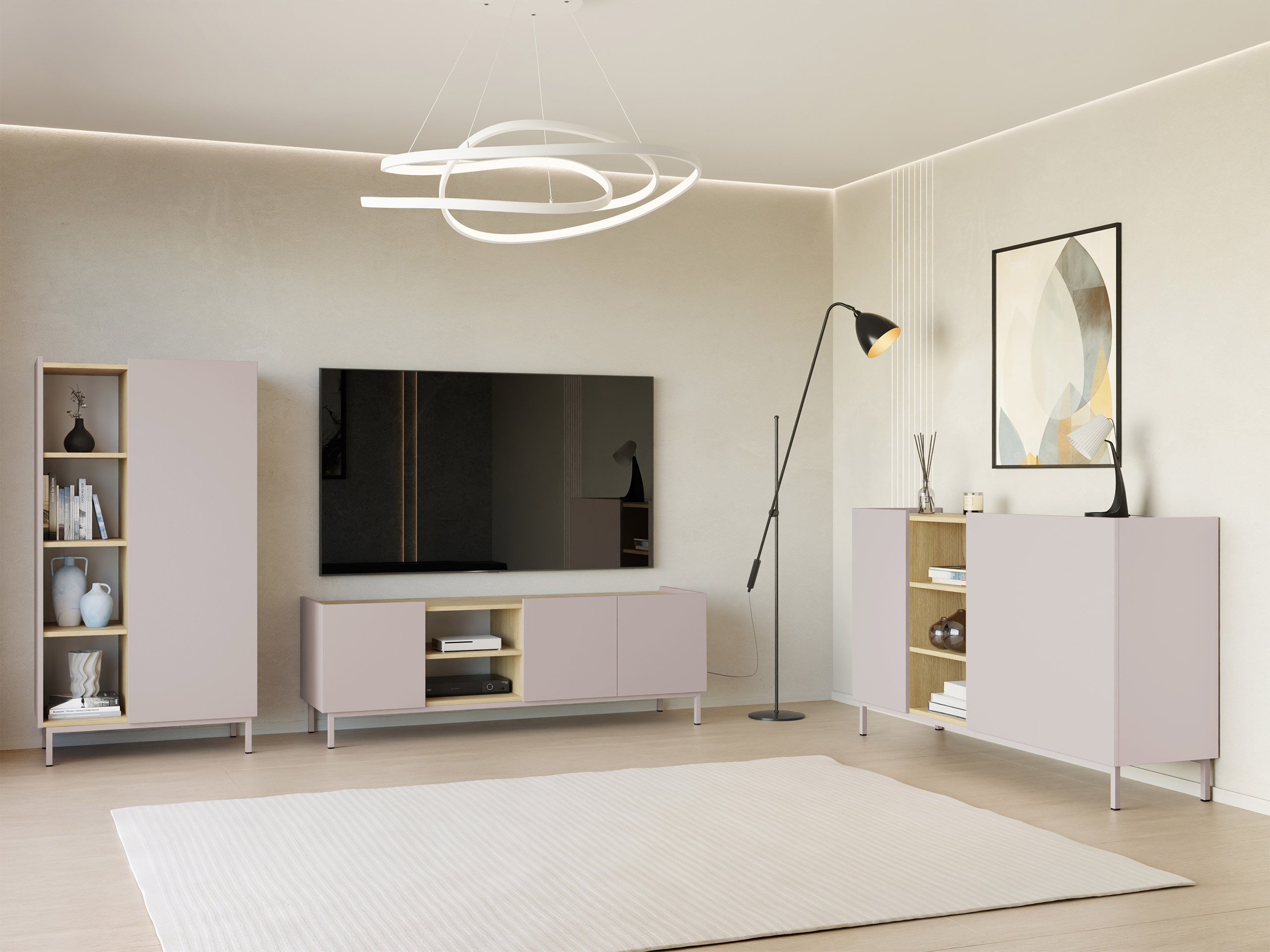 ТВ шкаф Veldome 102 (Кашмир + Дъб)