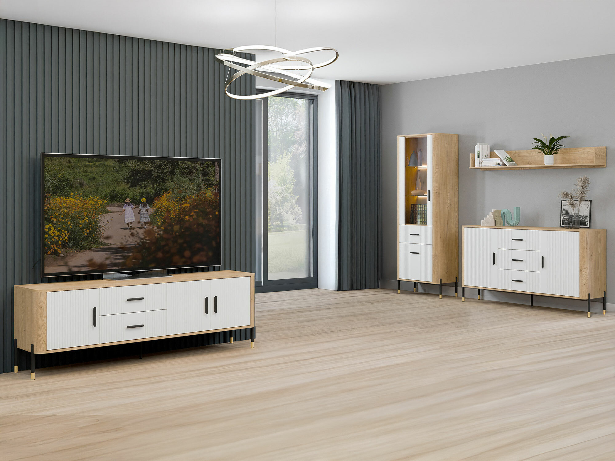 ТВ шкаф Flosora 105 (Бял)