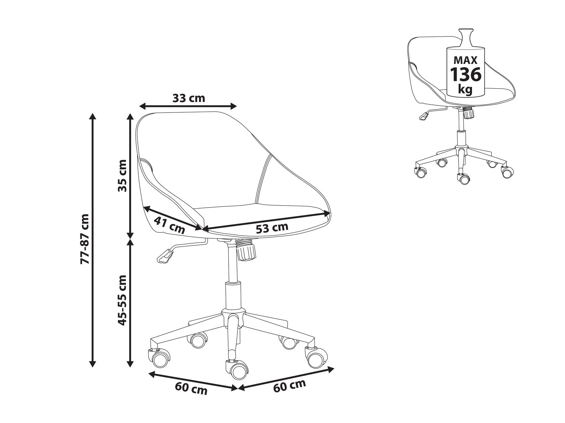 Офис стол Berwyn 2770 (Черен + Кафяв)