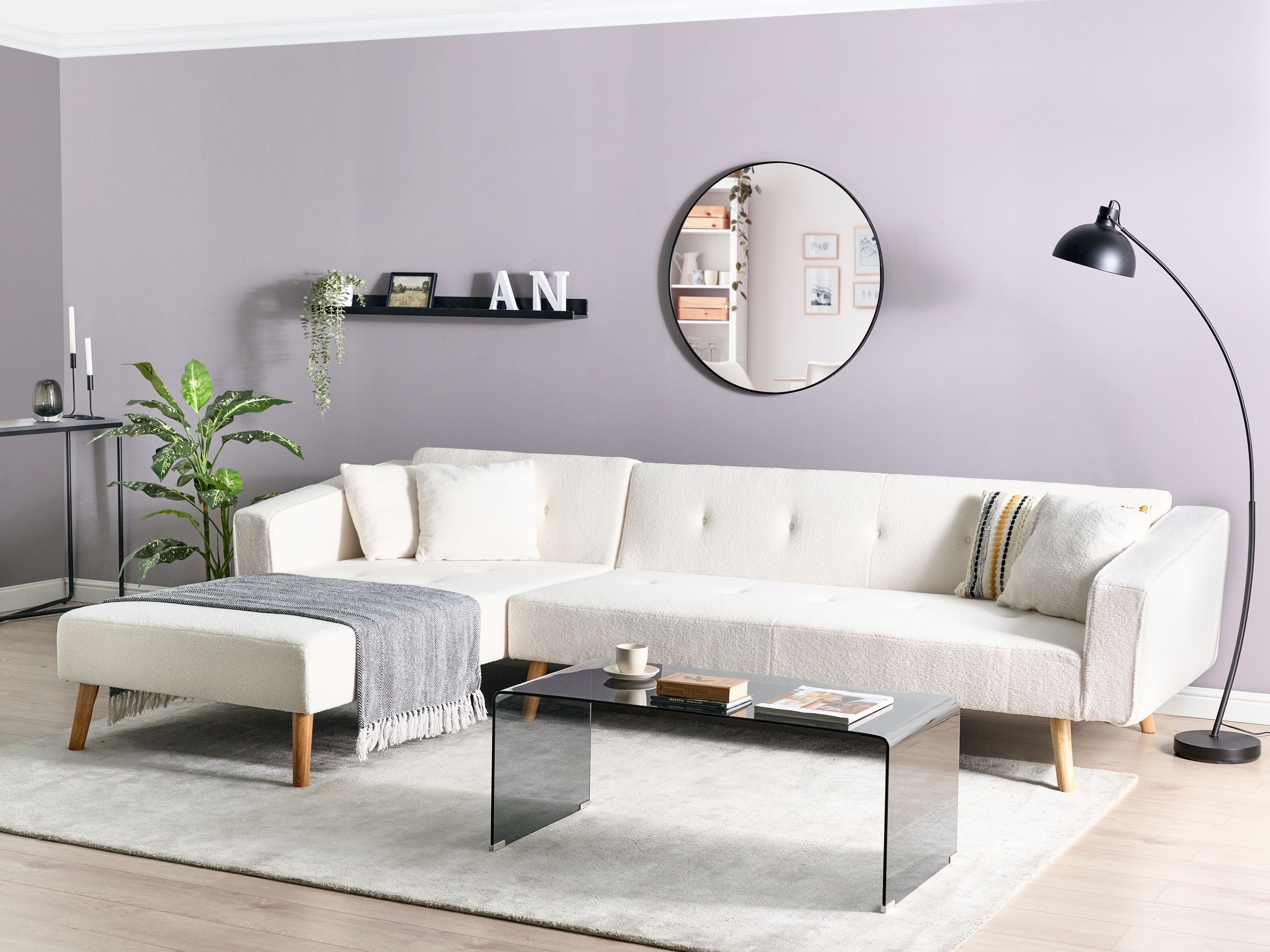 Ъглов диван Berwyn 1645 (Бял)