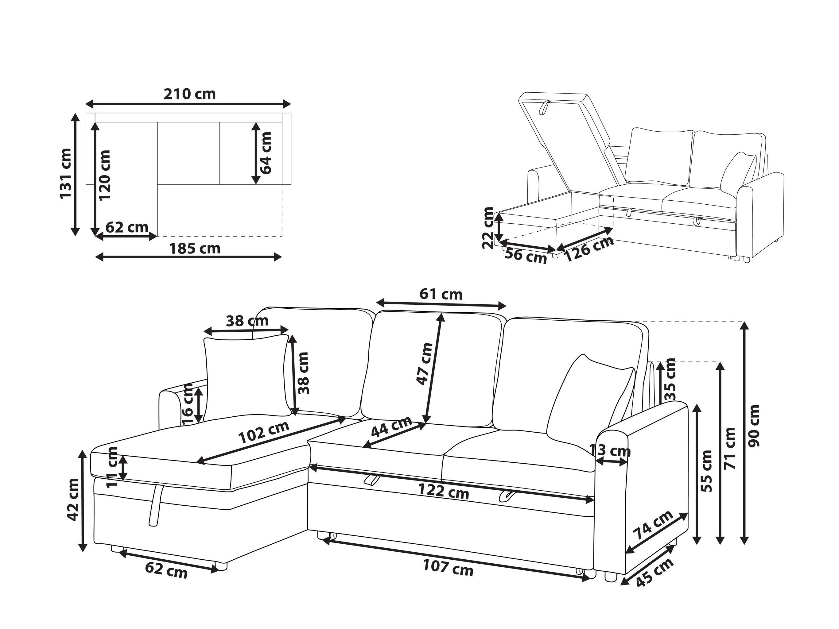 Ъглов диван Berwyn 2805 (Сив)