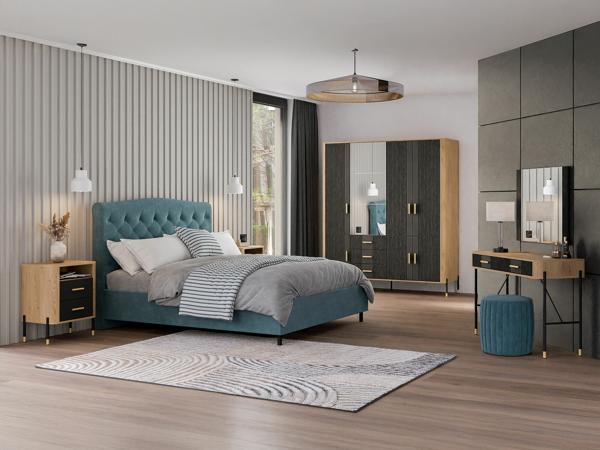 Нощно шкафче Flosora 142 (Антрацит)