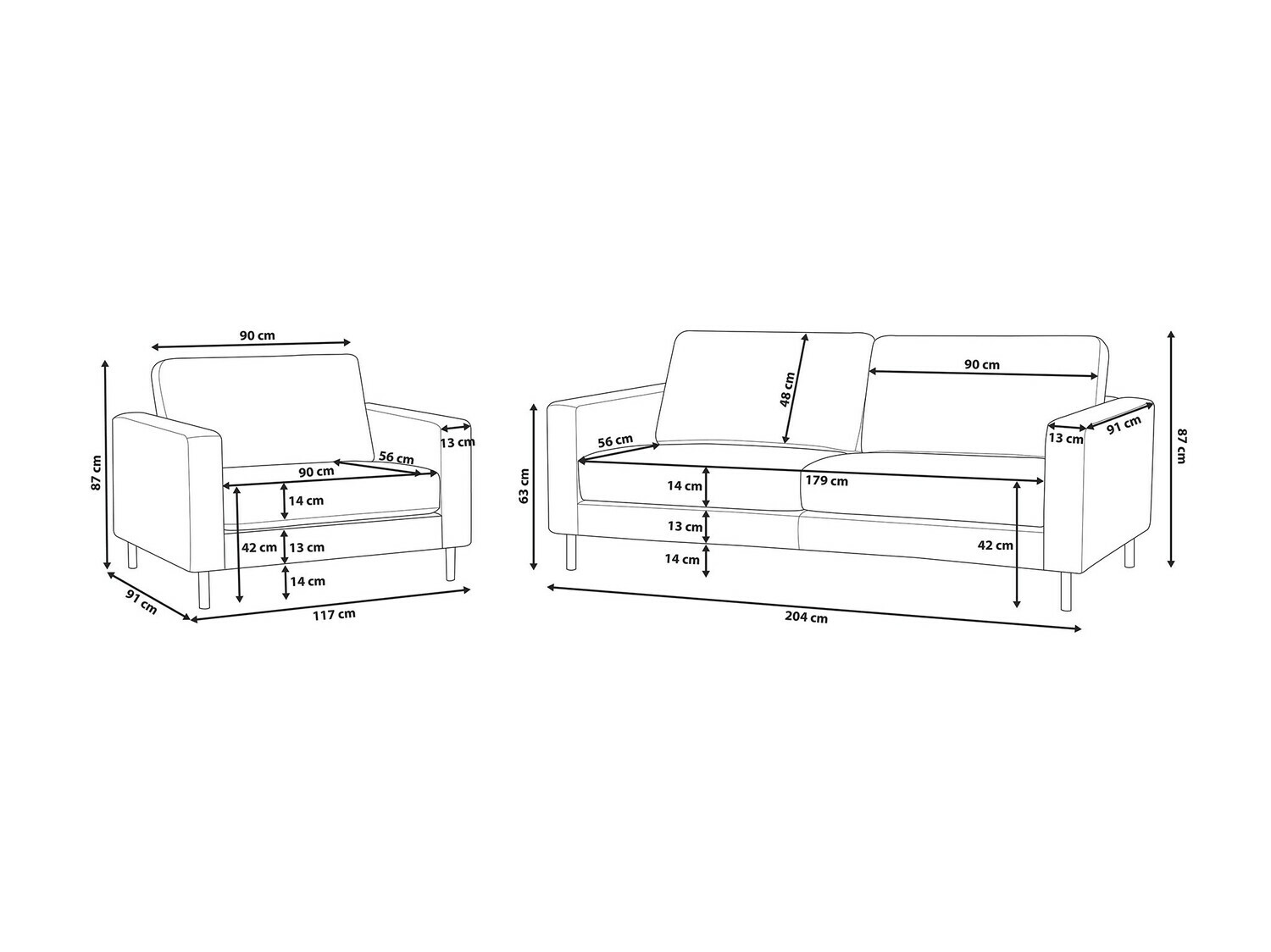 Комплект мека мебел Berwyn 768 (Бяло екрю)