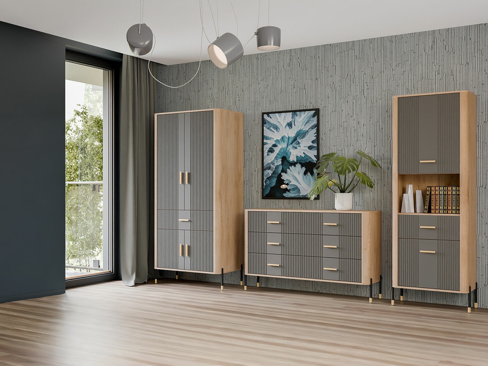 Комплект за хол Flosora 149 (Сив)