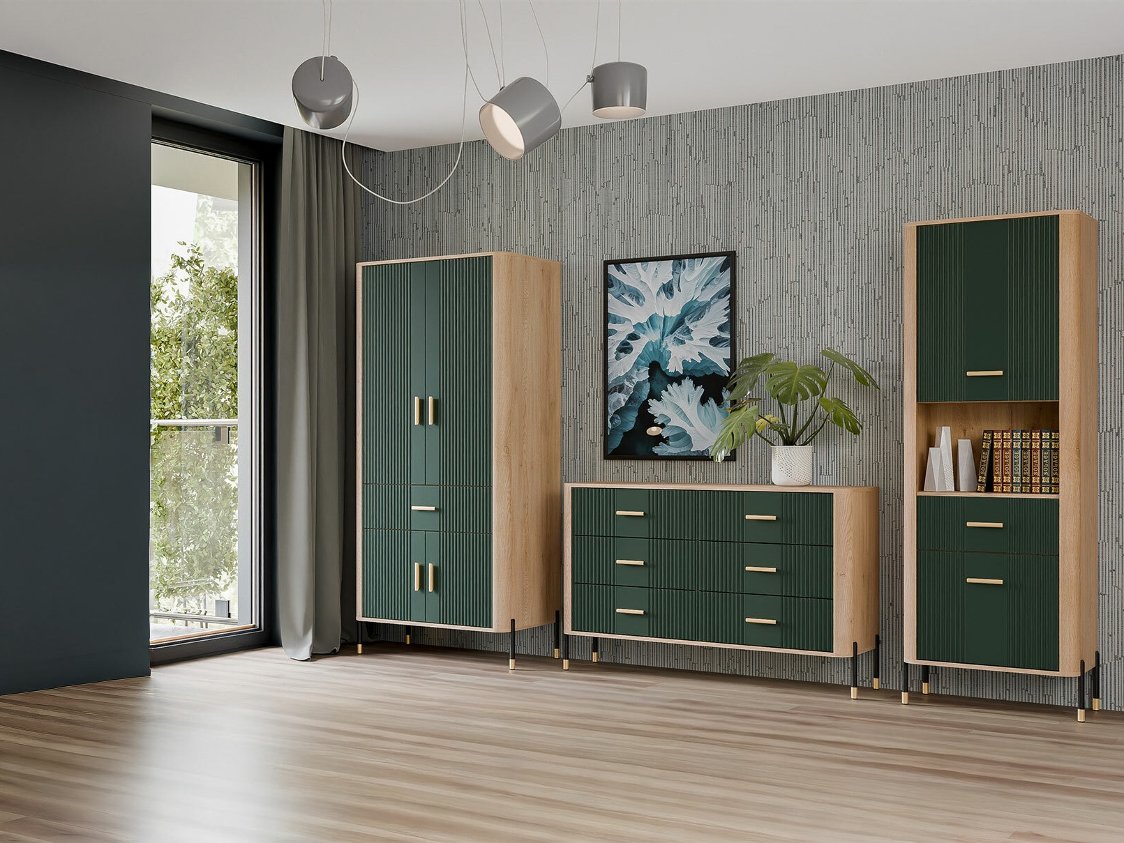 Комплект за хол Flosora 149 (Зелен)