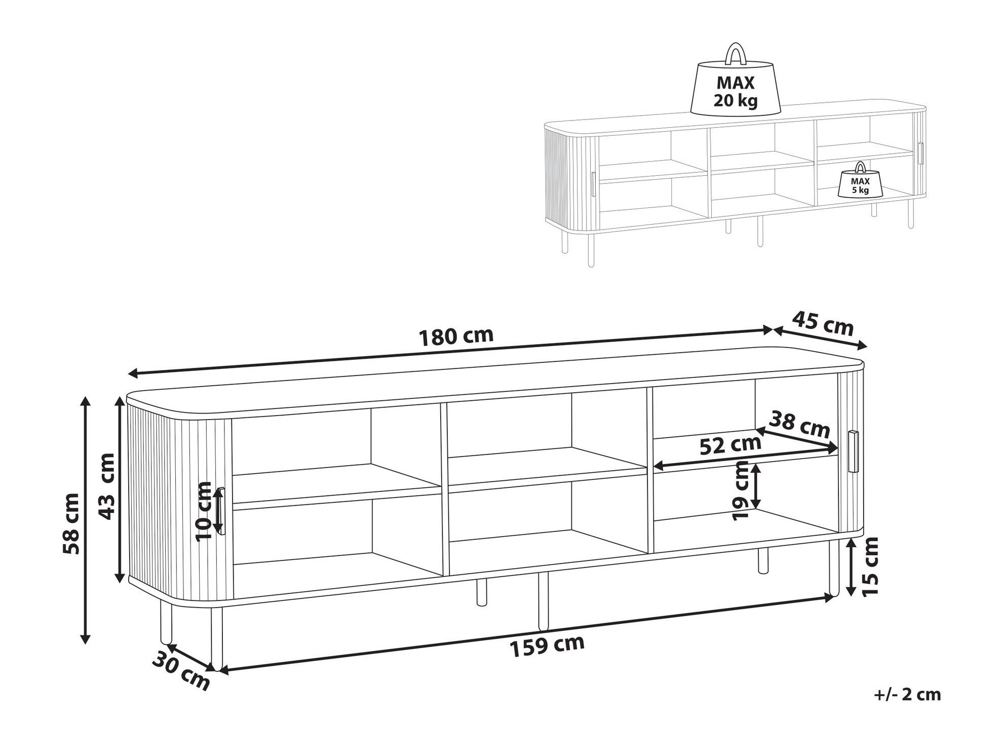 ТВ шкаф Fencalu 113 (Черен)