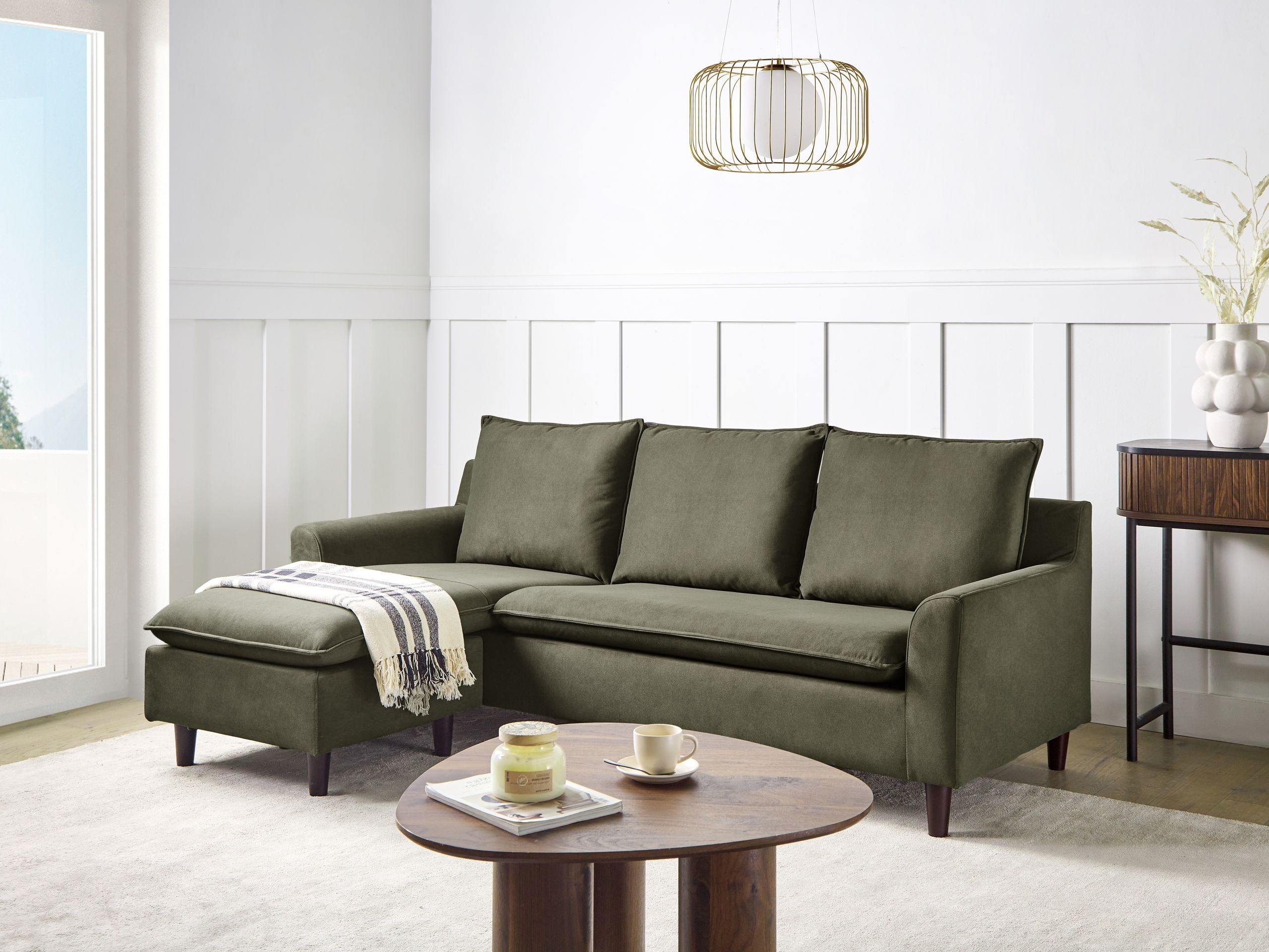 Ъглов диван Berwyn 1395 (Тъмно зелено)