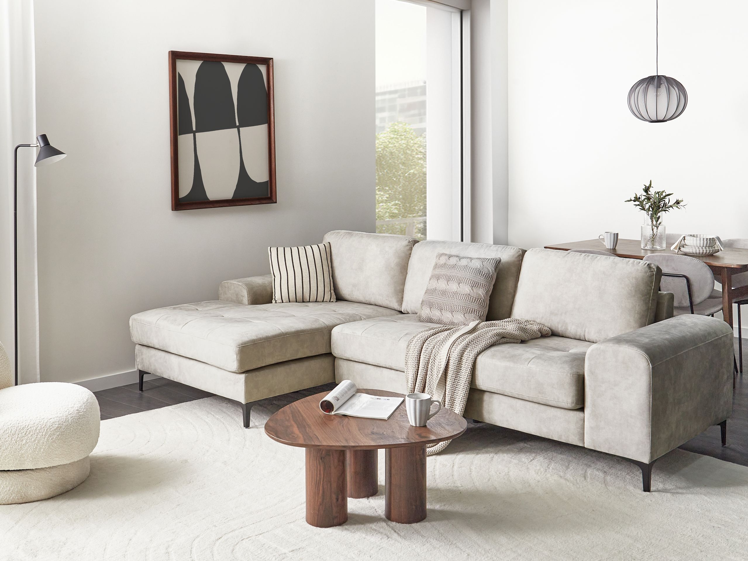 Ъглов диван Berwyn 2825 (Светло бежово)