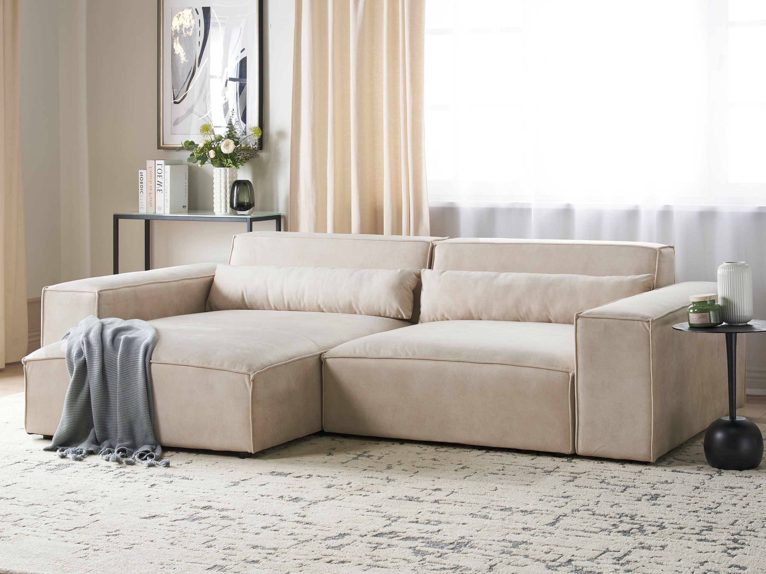 Модулен ъглов диван Tivsora 100 (Светло бежово)