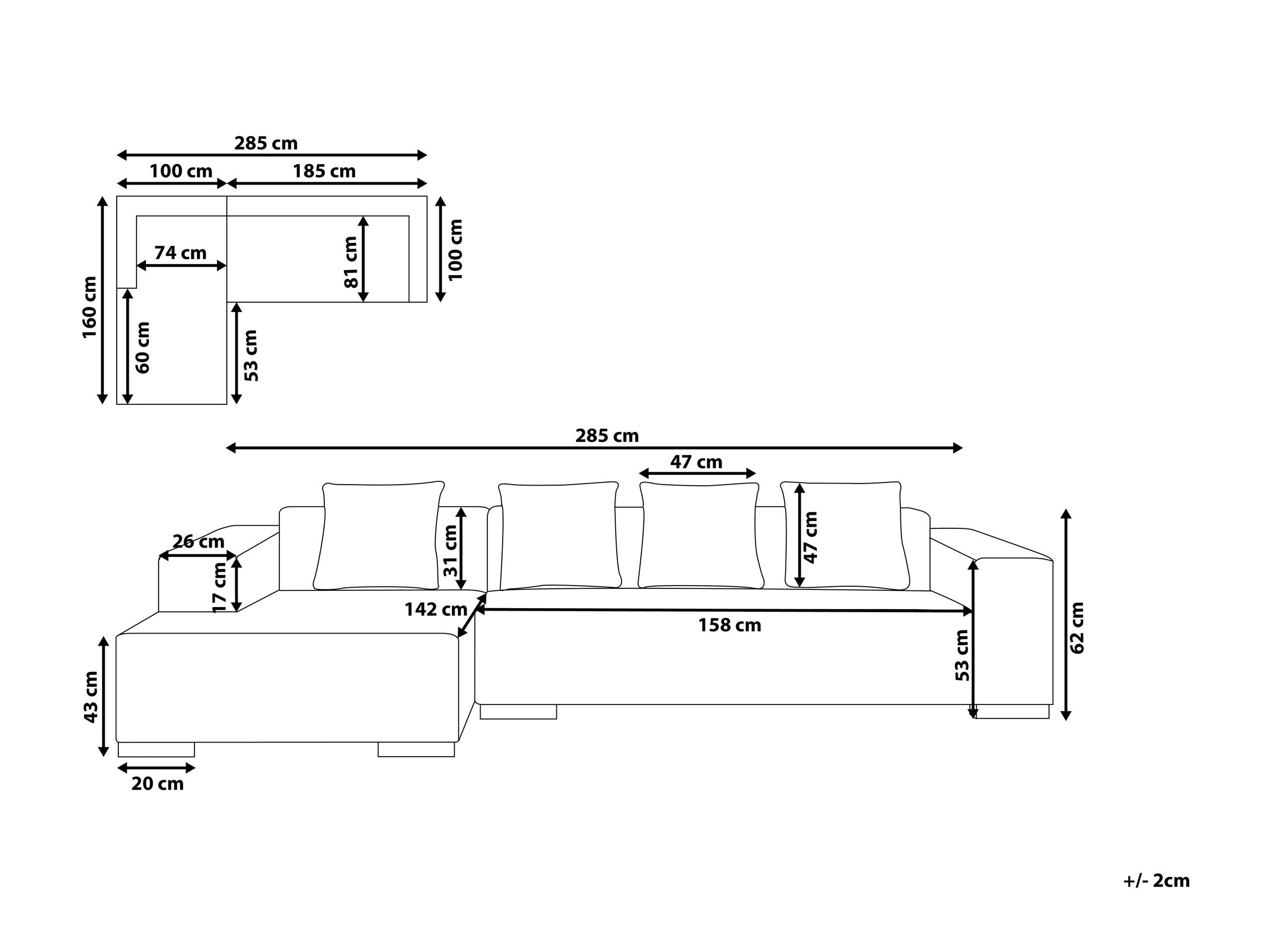 Ъглов диван Berwyn 1396 (Бял)