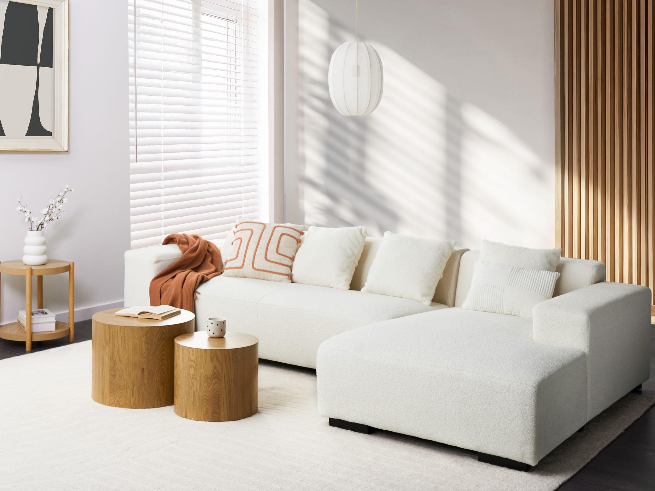 Ъглов диван Berwyn 1396 (Бяло екрю)