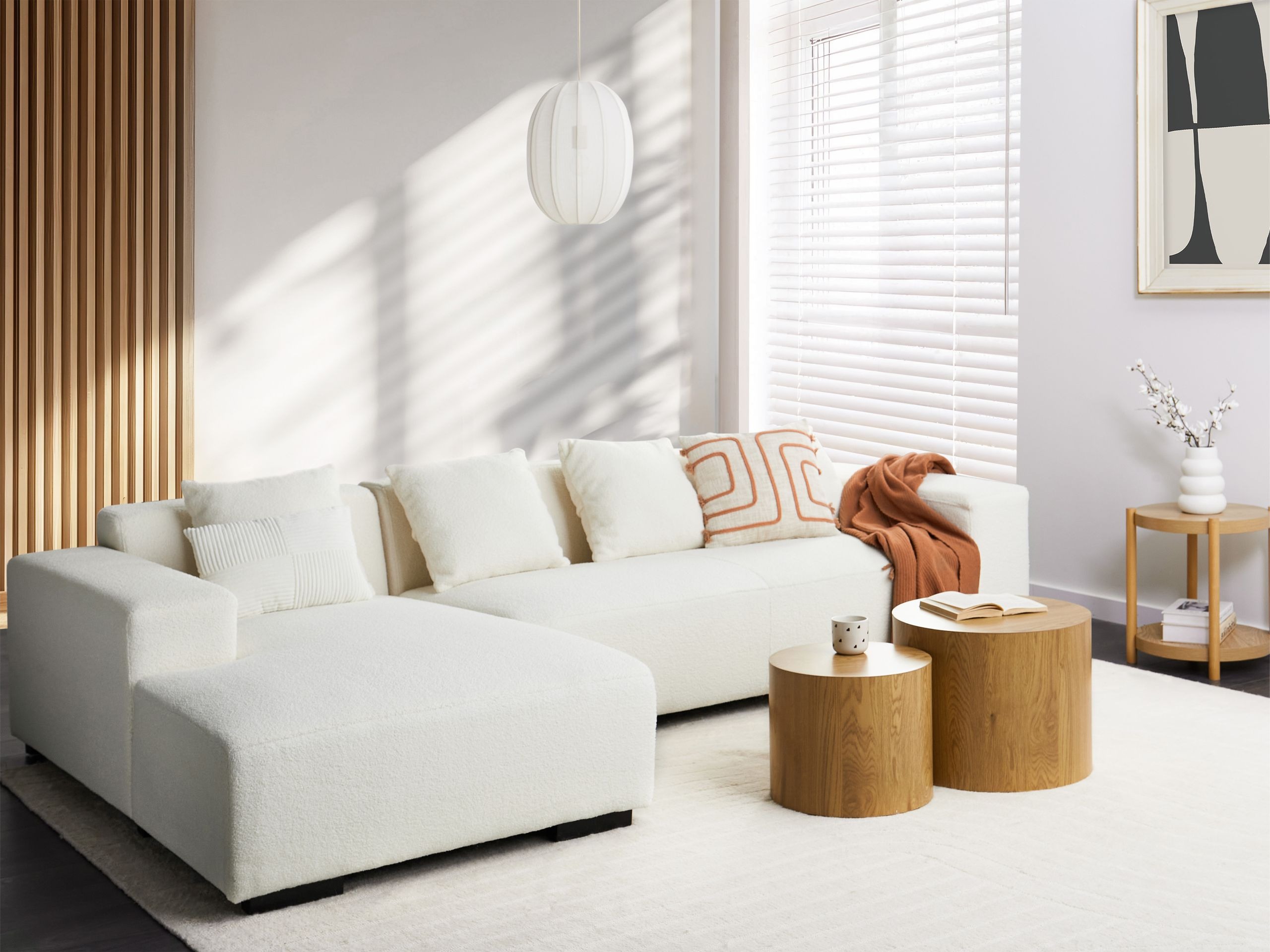 Ъглов диван Berwyn 1396 (Бяло екрю)