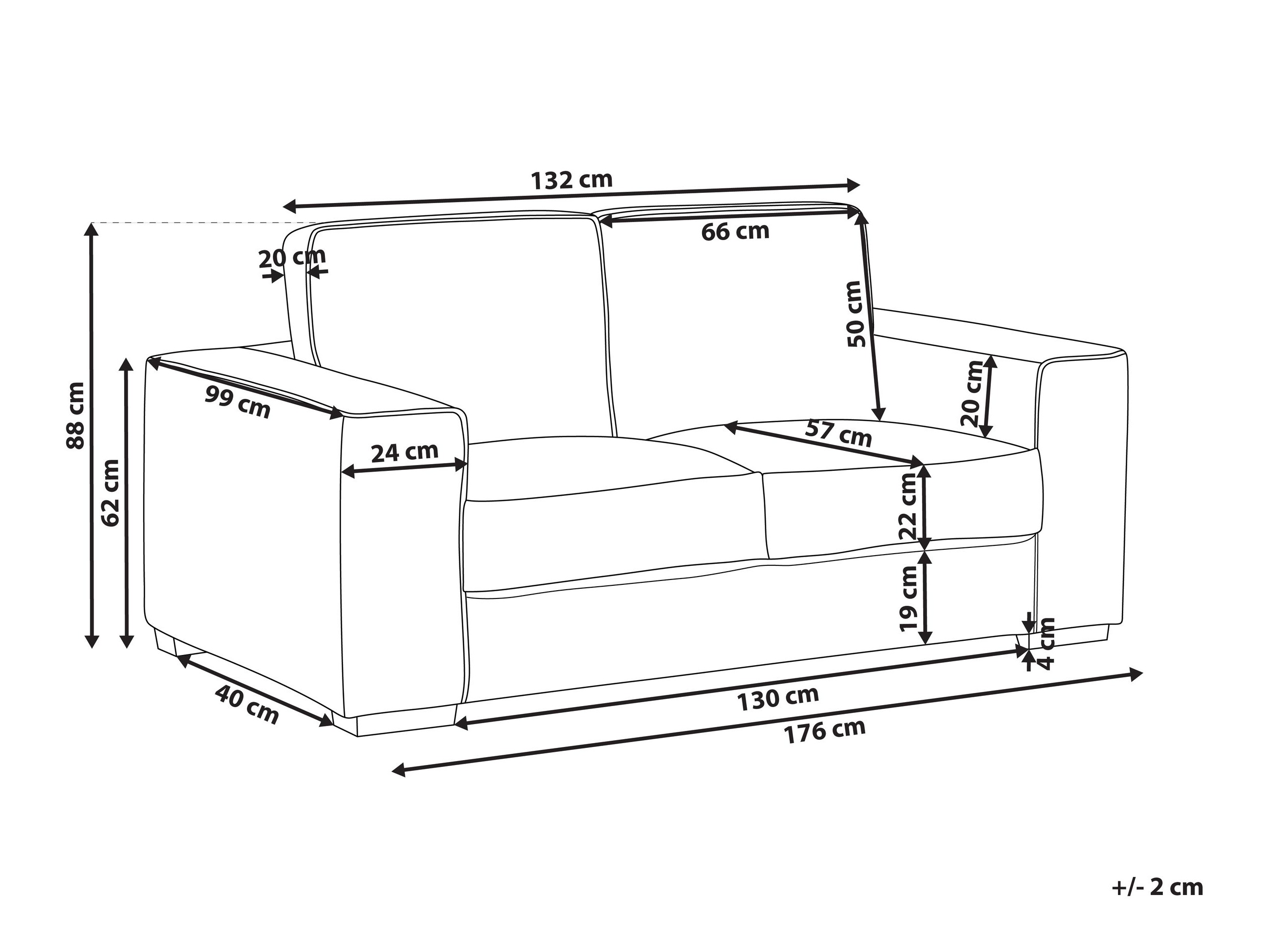 Диван Berwyn 2855 (Бял)
