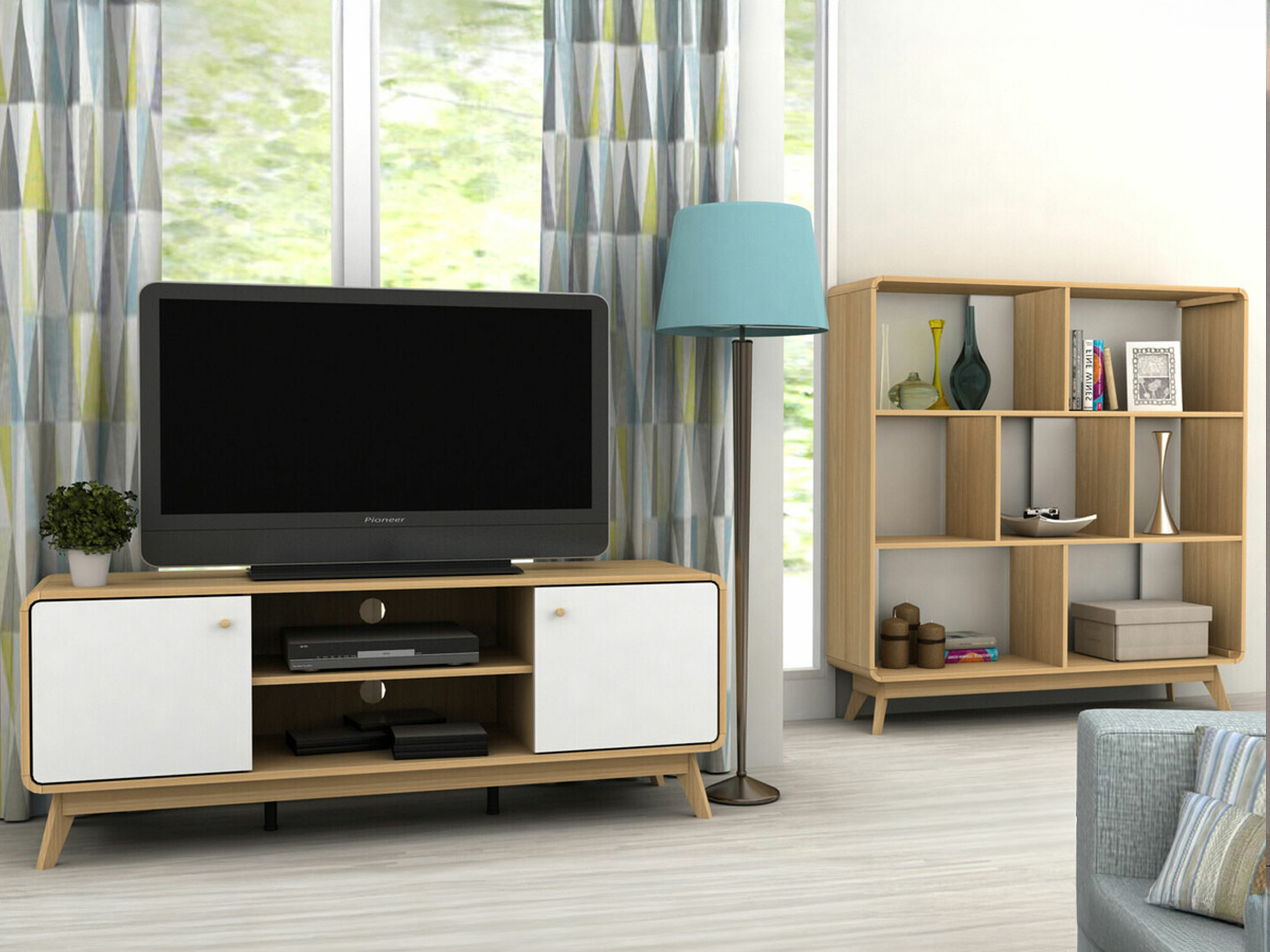 Комплект за хол Elbtena 113 (Дъб + Бял)