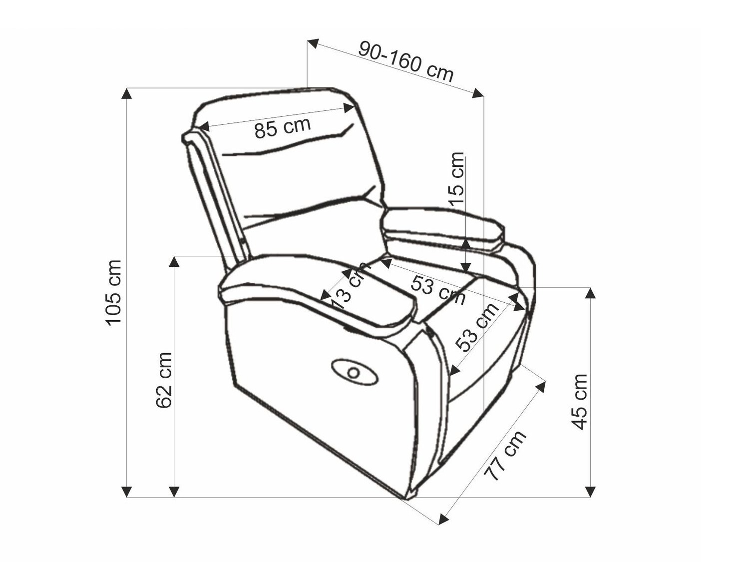 Реклайнер Houston 1856 (Черен)