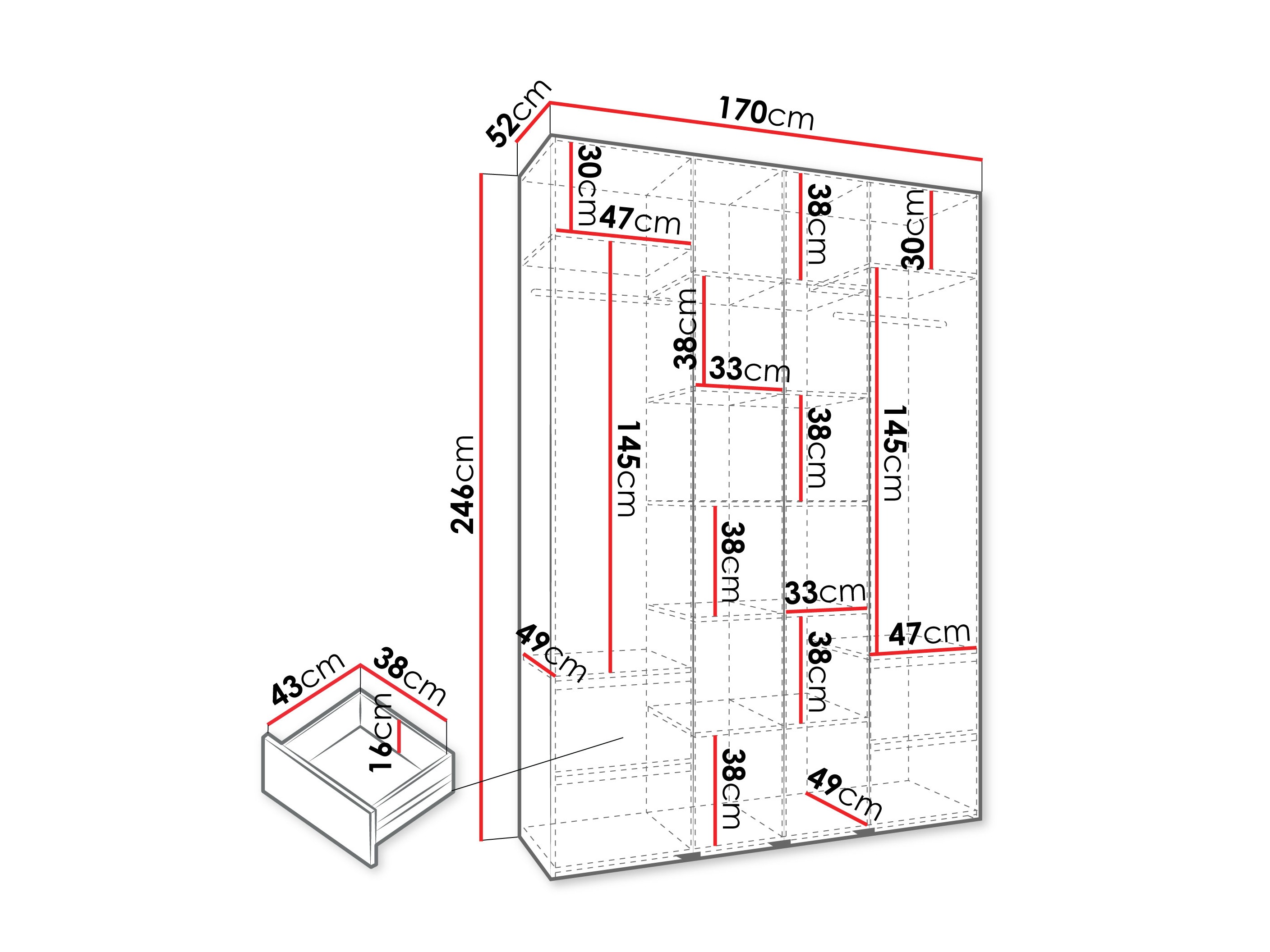 Гардероб Hartford 574 (Бял)