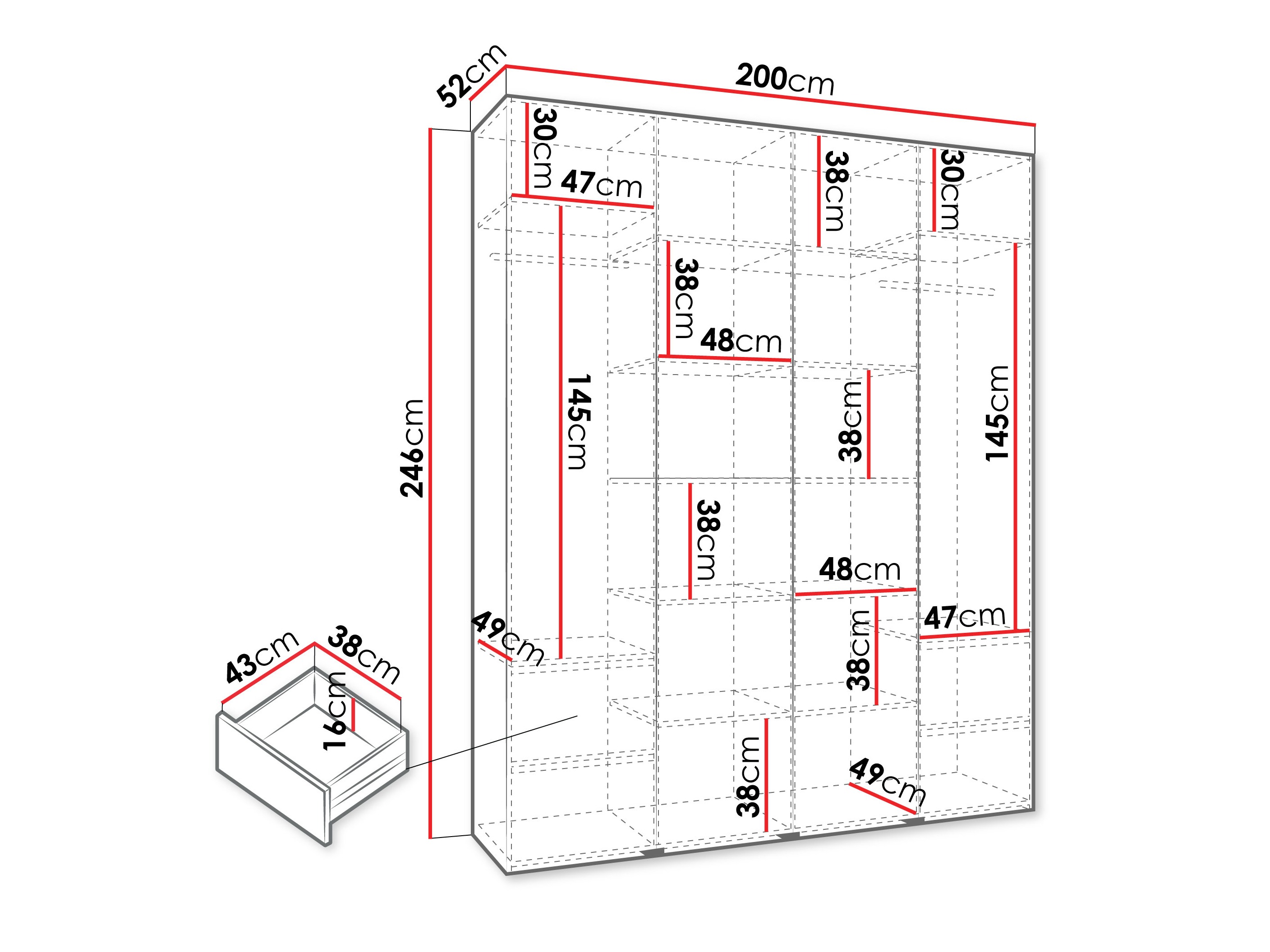 Гардероб Hartford 574 (Бял)