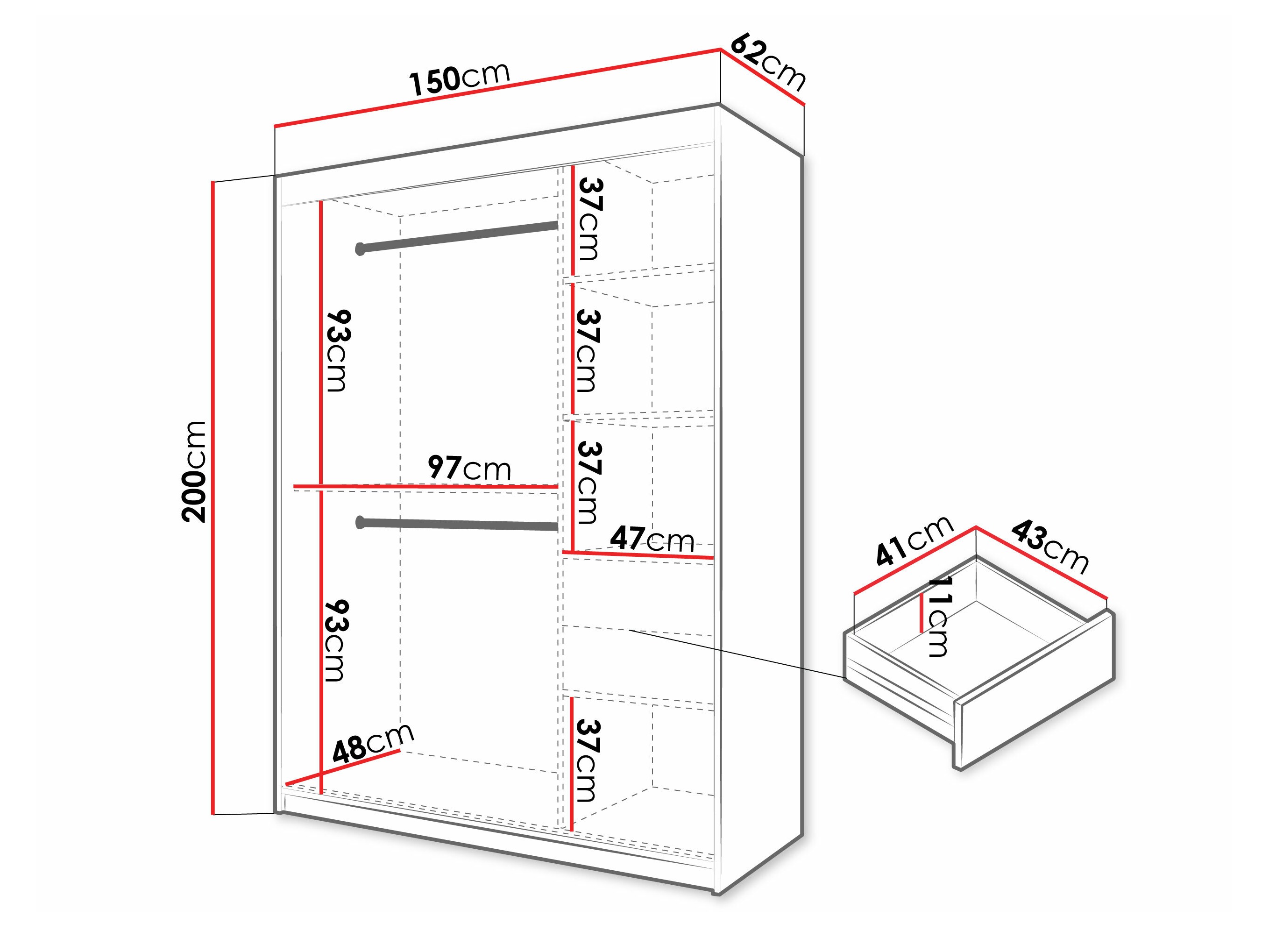 Гардероб Hartford 577 (Черен)