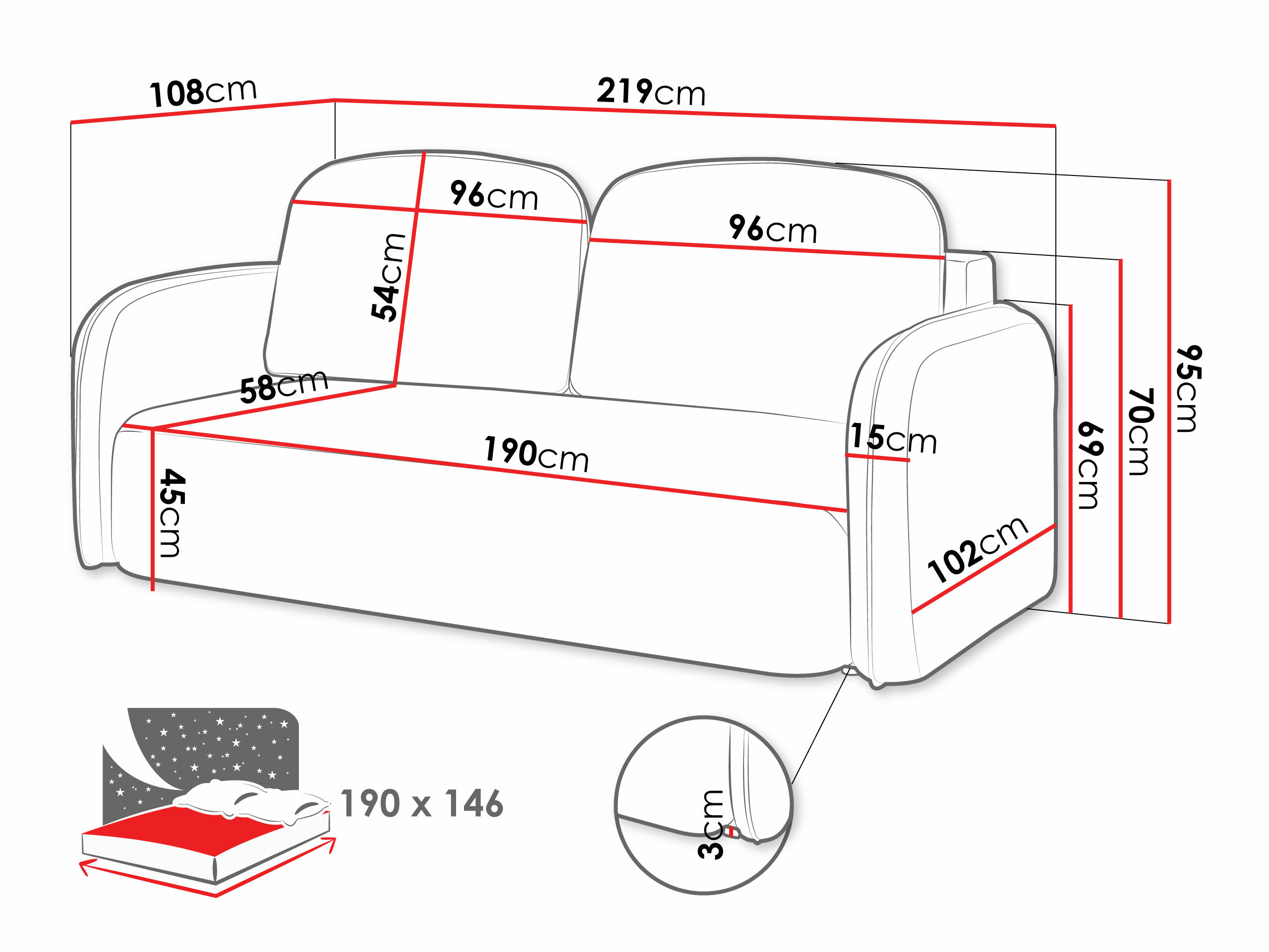 Разтегателен диван ComfiDream Lumena (Cremona 52)
