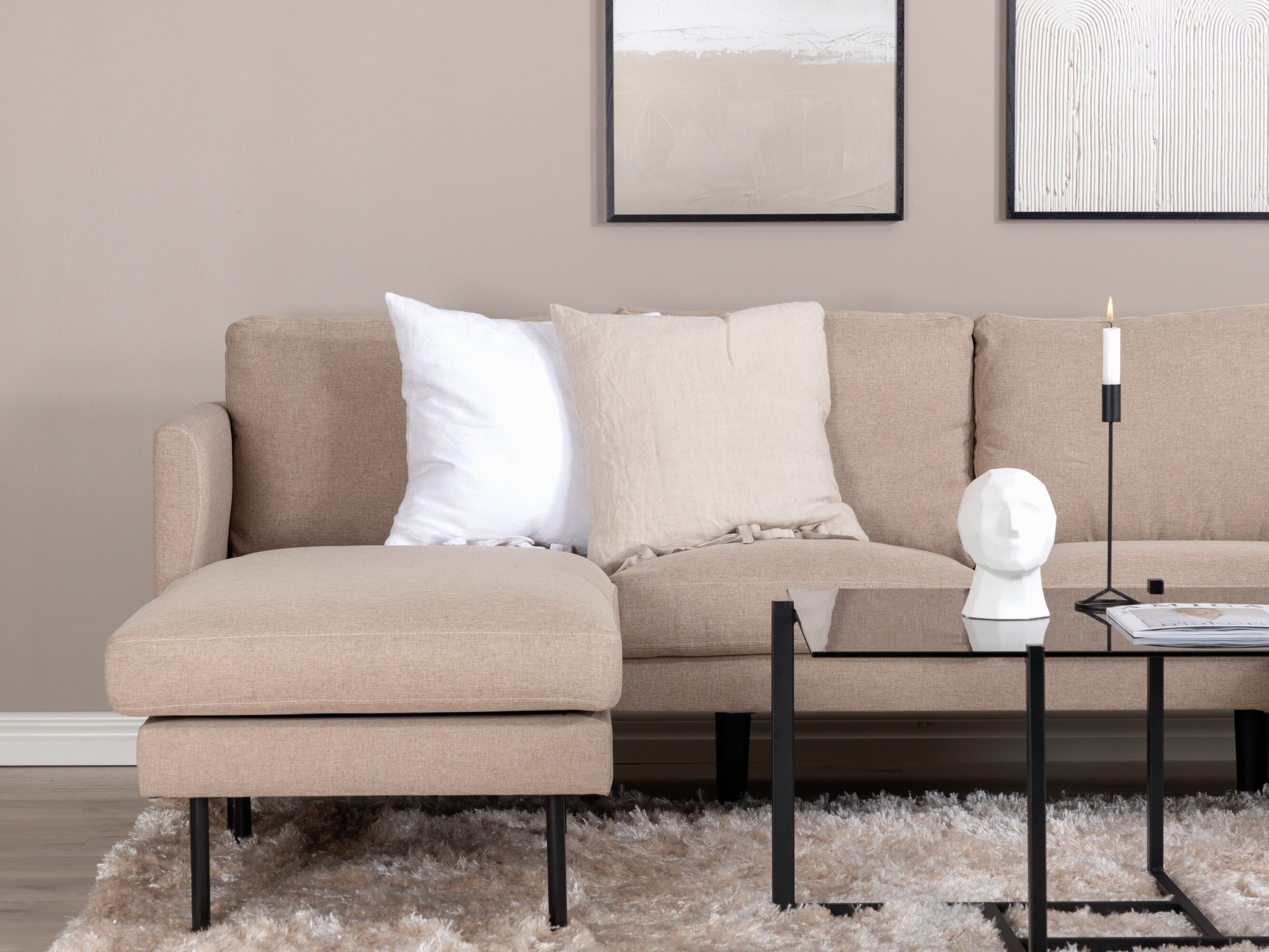 Ъглов диван Fercame 102 (Кафяв + Черен)