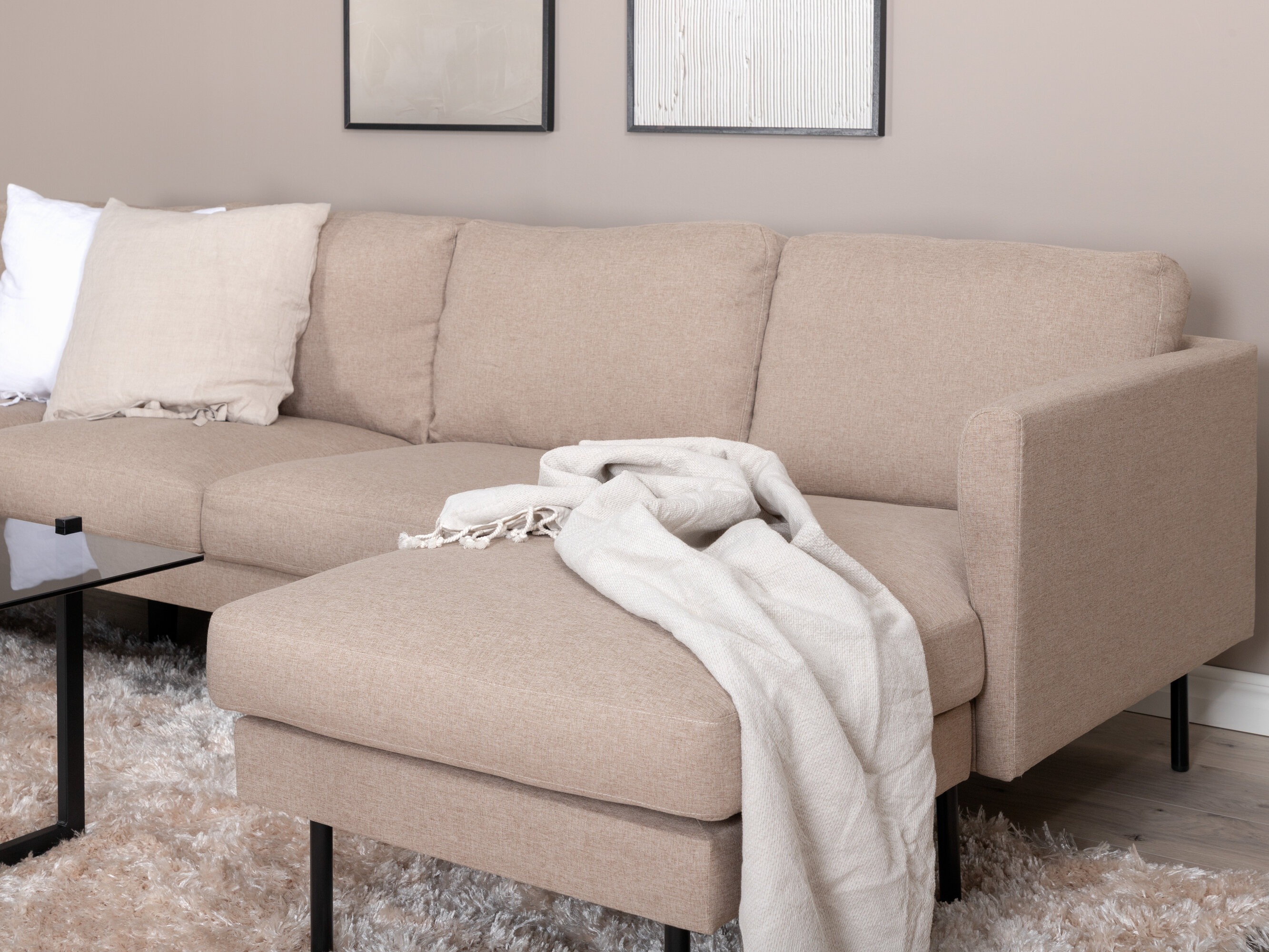 Ъглов диван Fercame 102 (Кафяв + Черен)