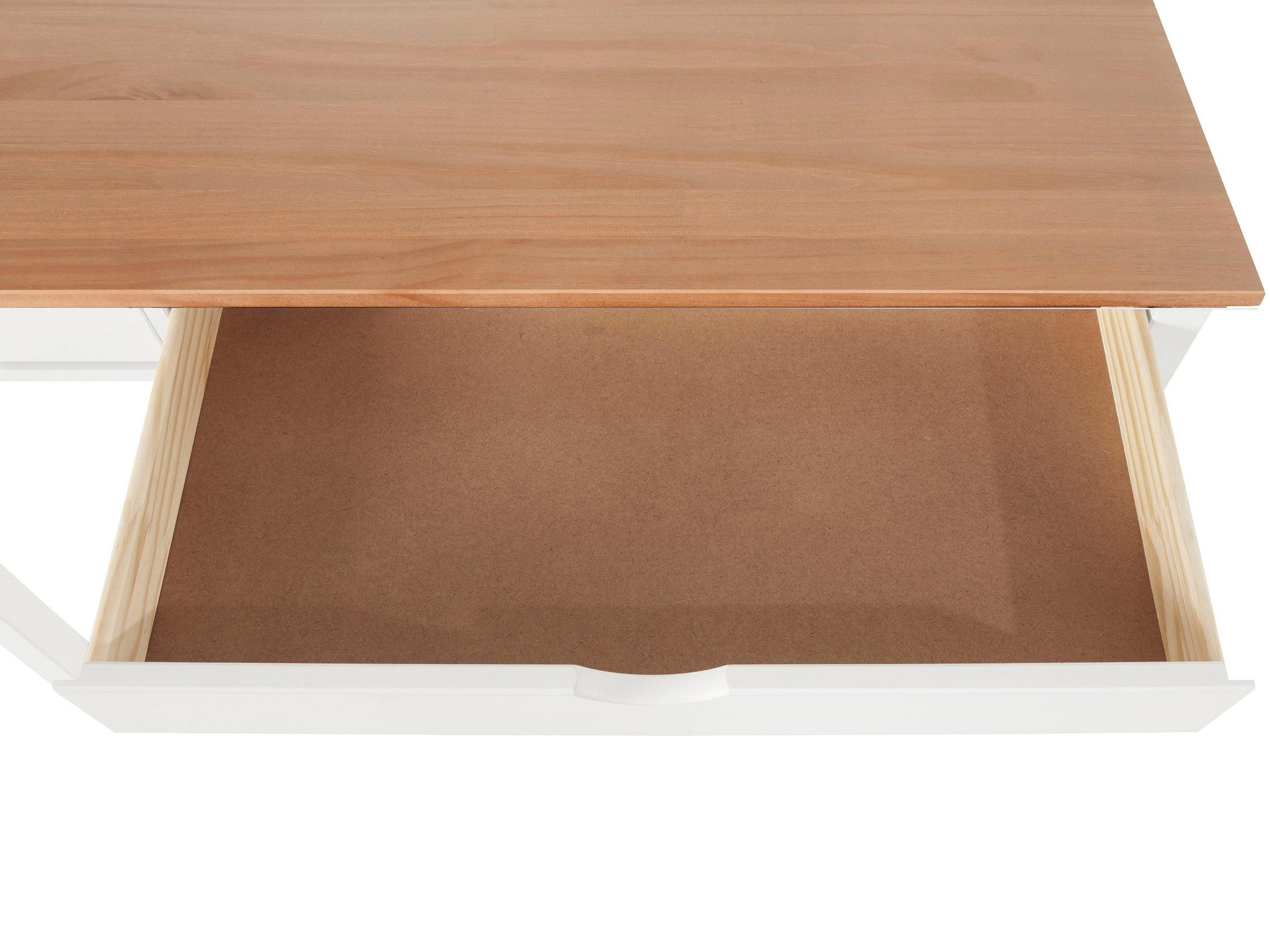 Офис бюро Denton 136 (Бял + Ярък дърво)