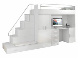 Комплект за детска стая Salmere 100 (Бял + Бял гланц)