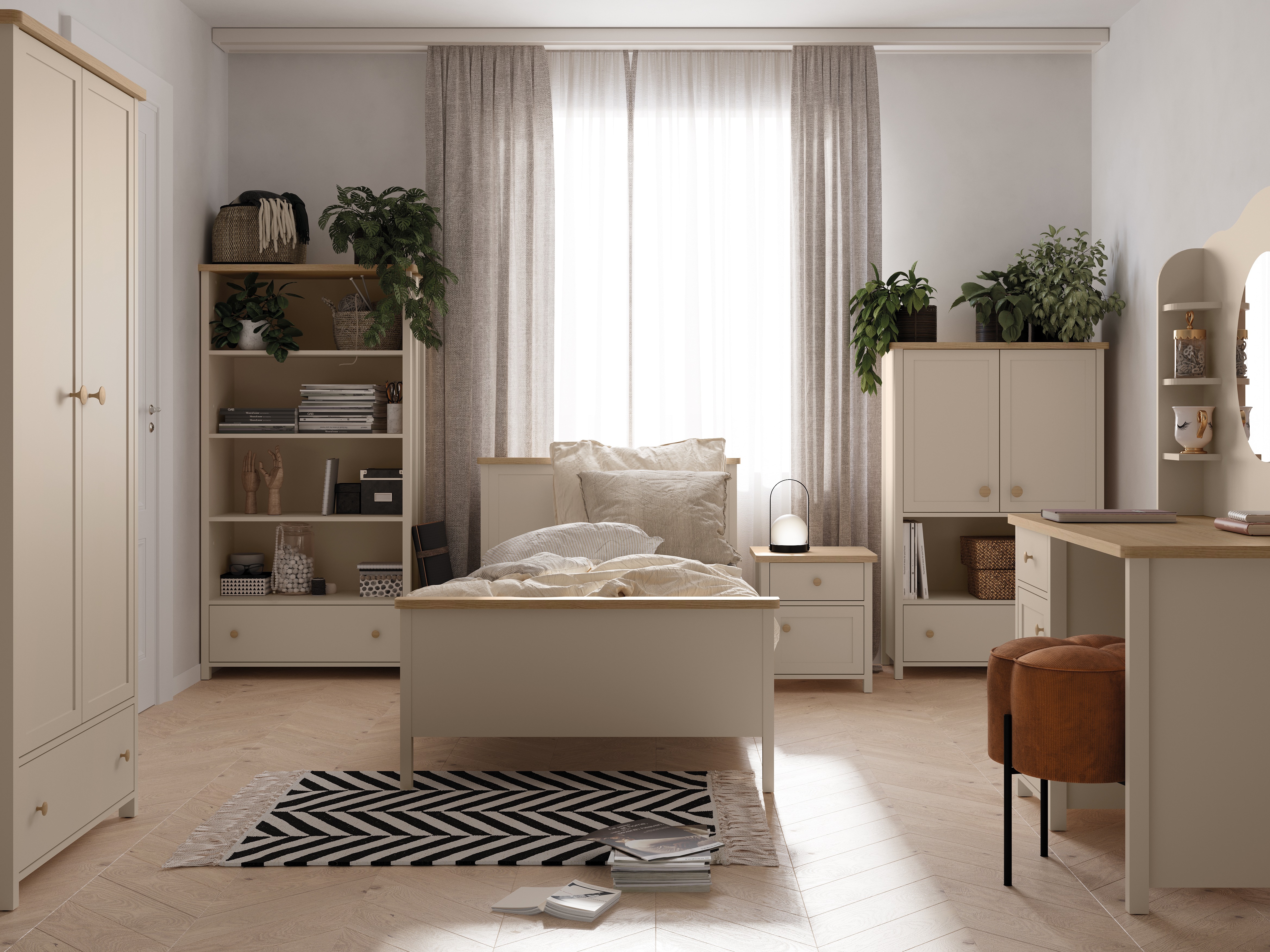 Етажерка Romelbo 142 (Бежов + Дъб)