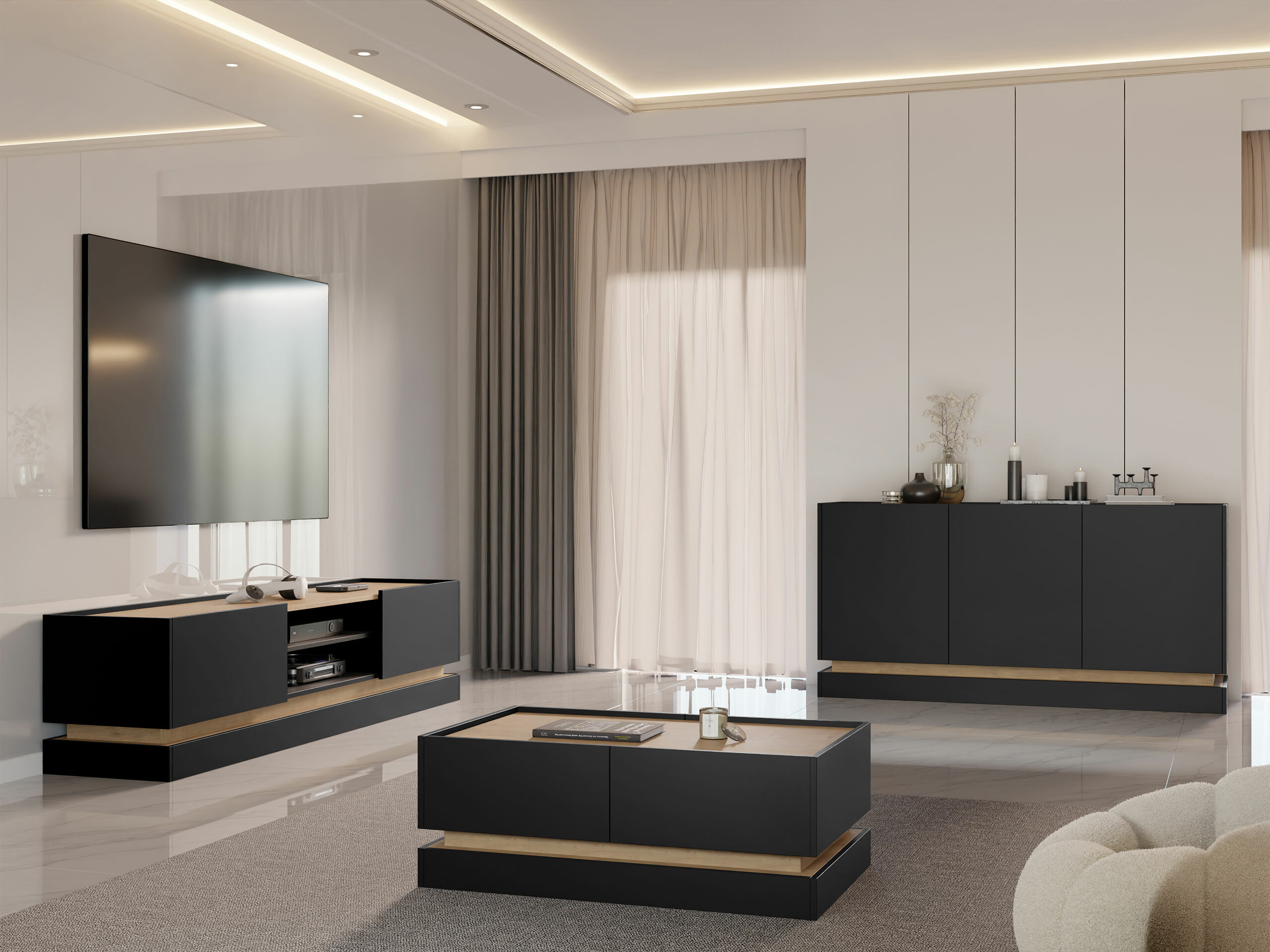 Масичка за кафе Comfivo Dalvenu 103 (Черен + Дъб)