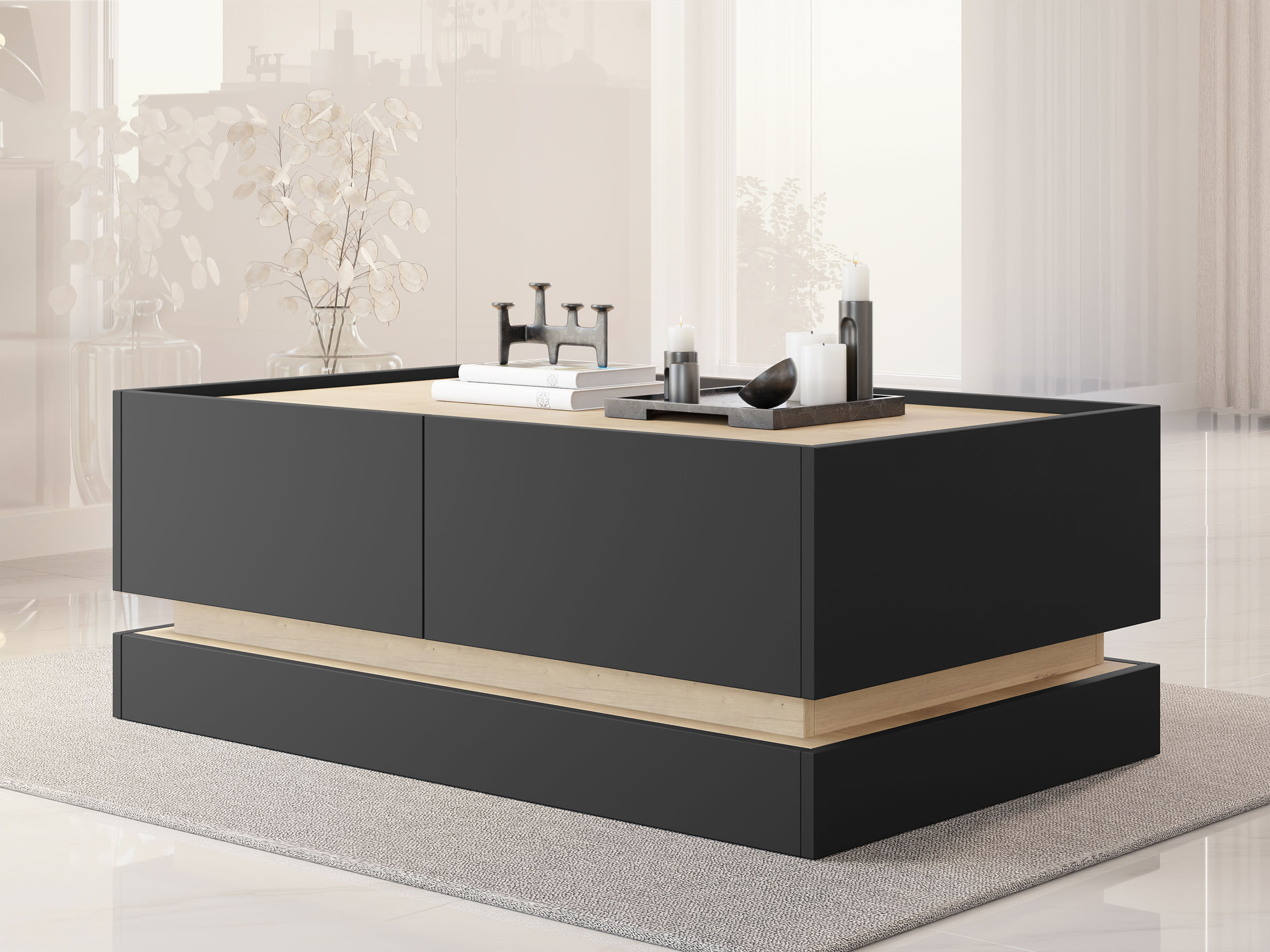 Масичка за кафе Comfivo Tilia (Черен + Дъб)